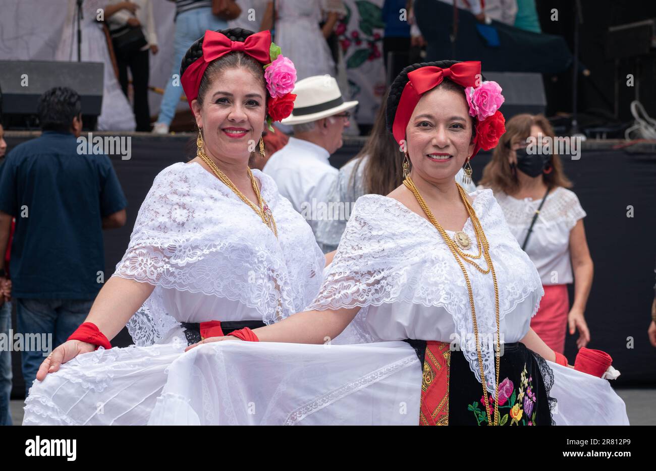 Beautiful women dressed in traditional clothes during a festival in