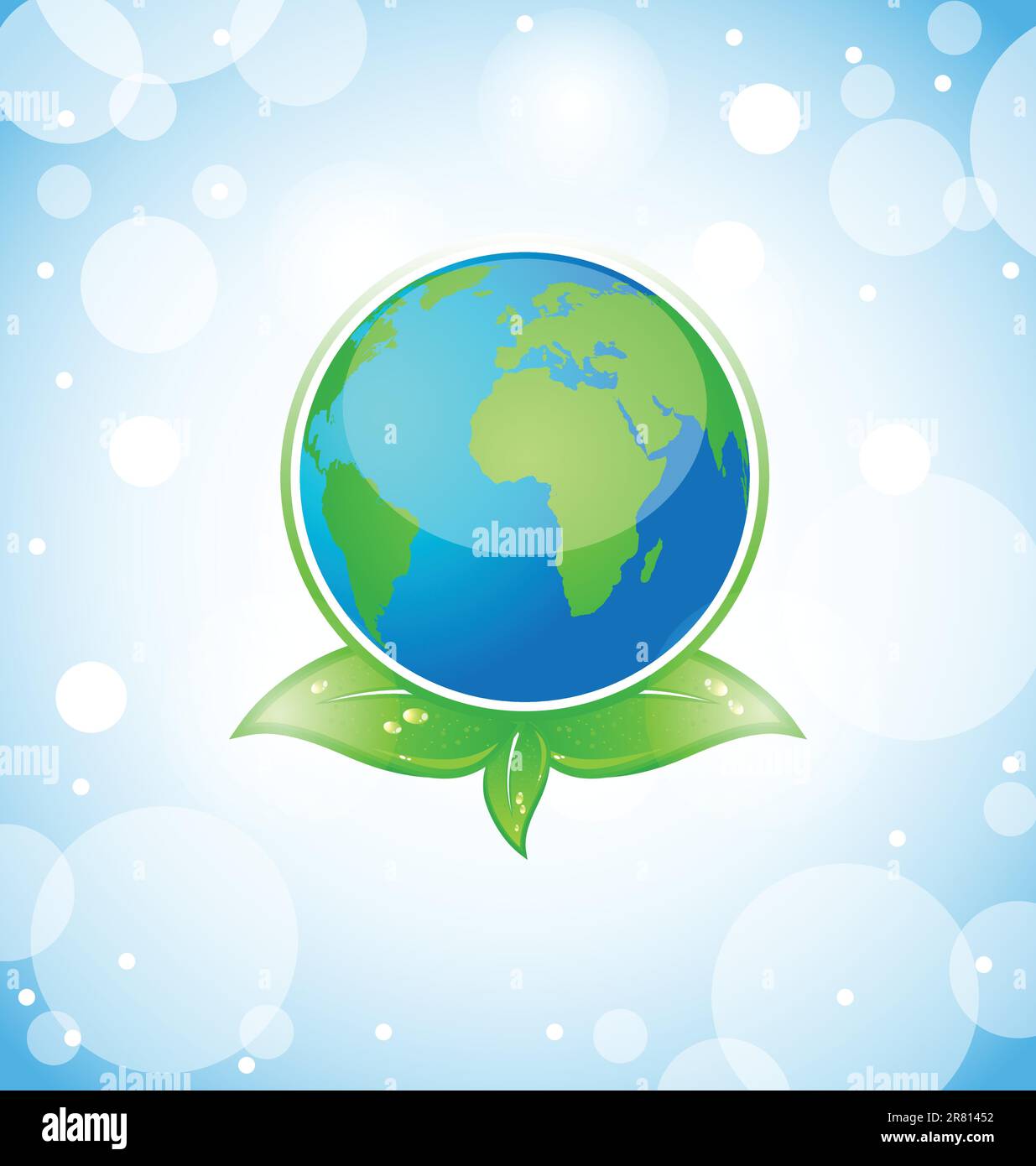 Illustration of green earth with leaves - vector Stock Vector Image ...