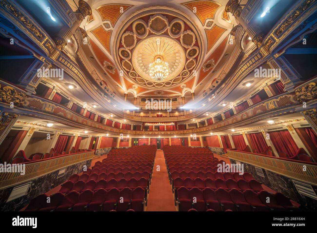 Lope de Vega Theater Hall (Seville, Spain), built in 1929, view from the stage. Stock Photo