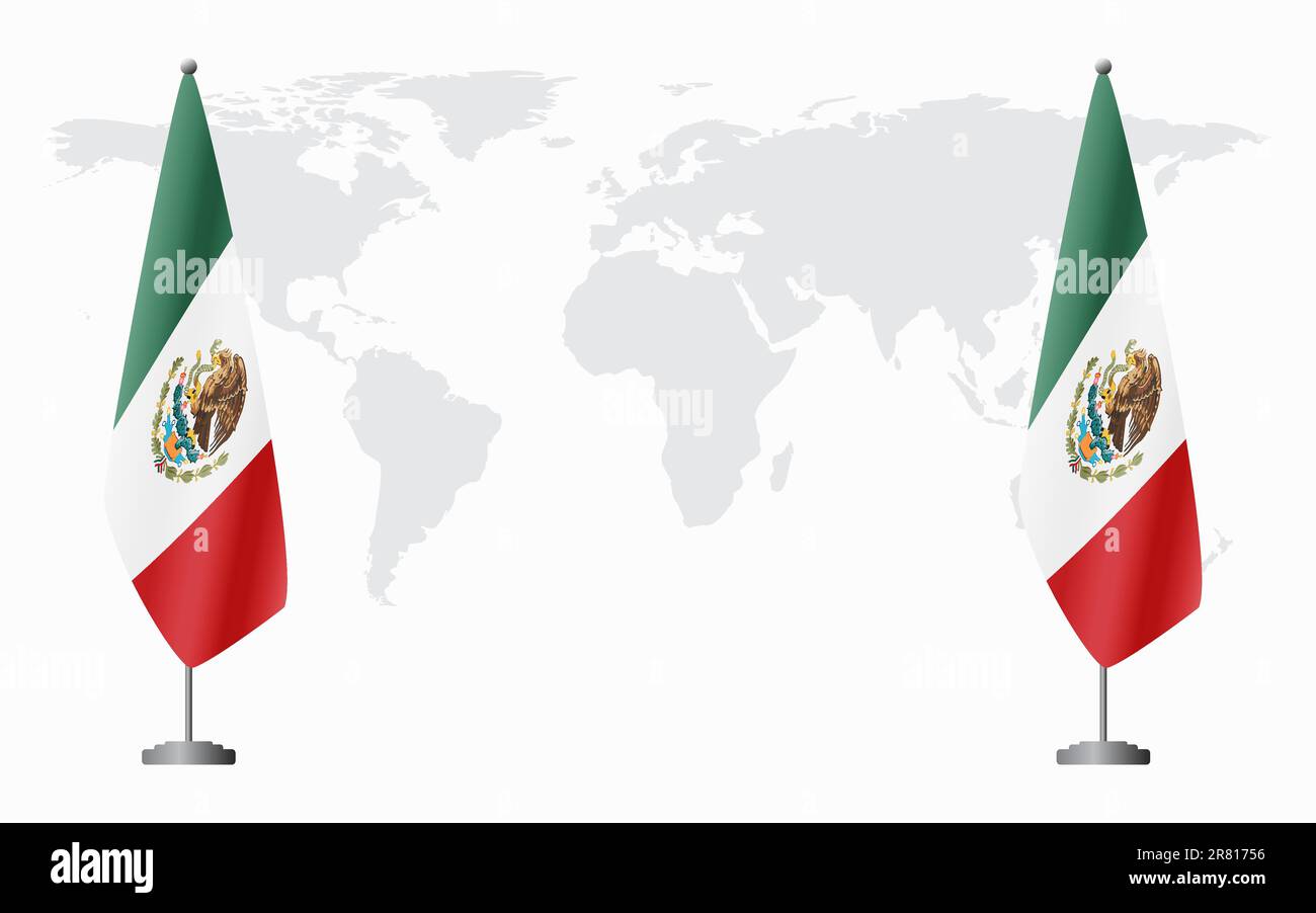 Mexico and Mexico flags for official meeting against background of