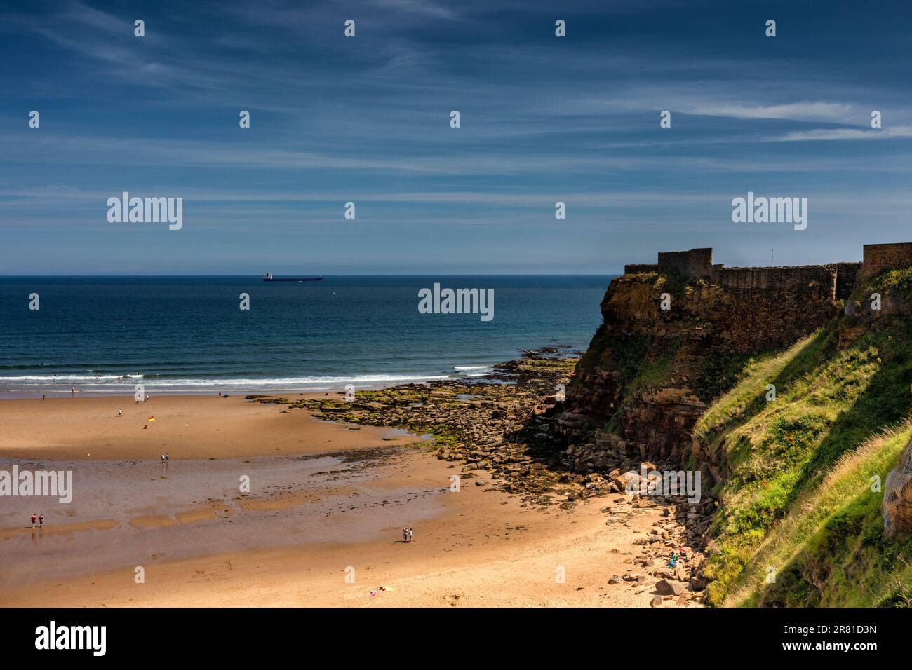 Tynemouth Castle and Priory on the coast of North East England was once ...