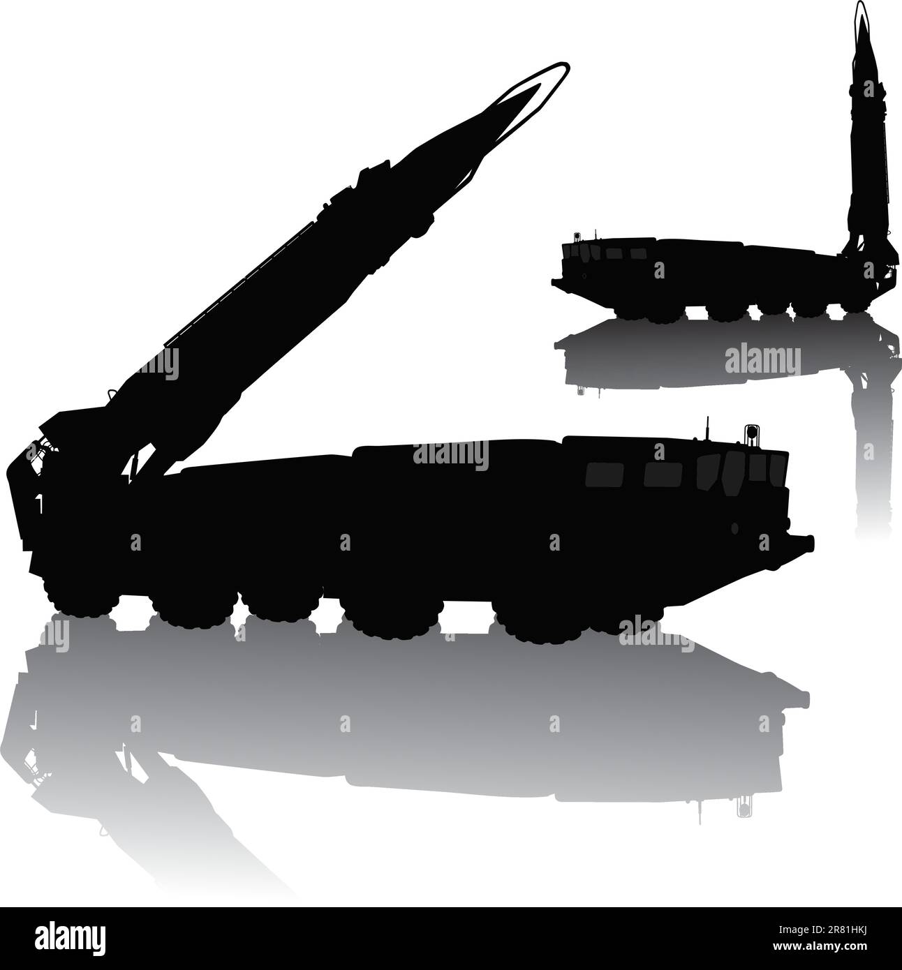 Silhouette of  Scud missile launcher Stock Vector