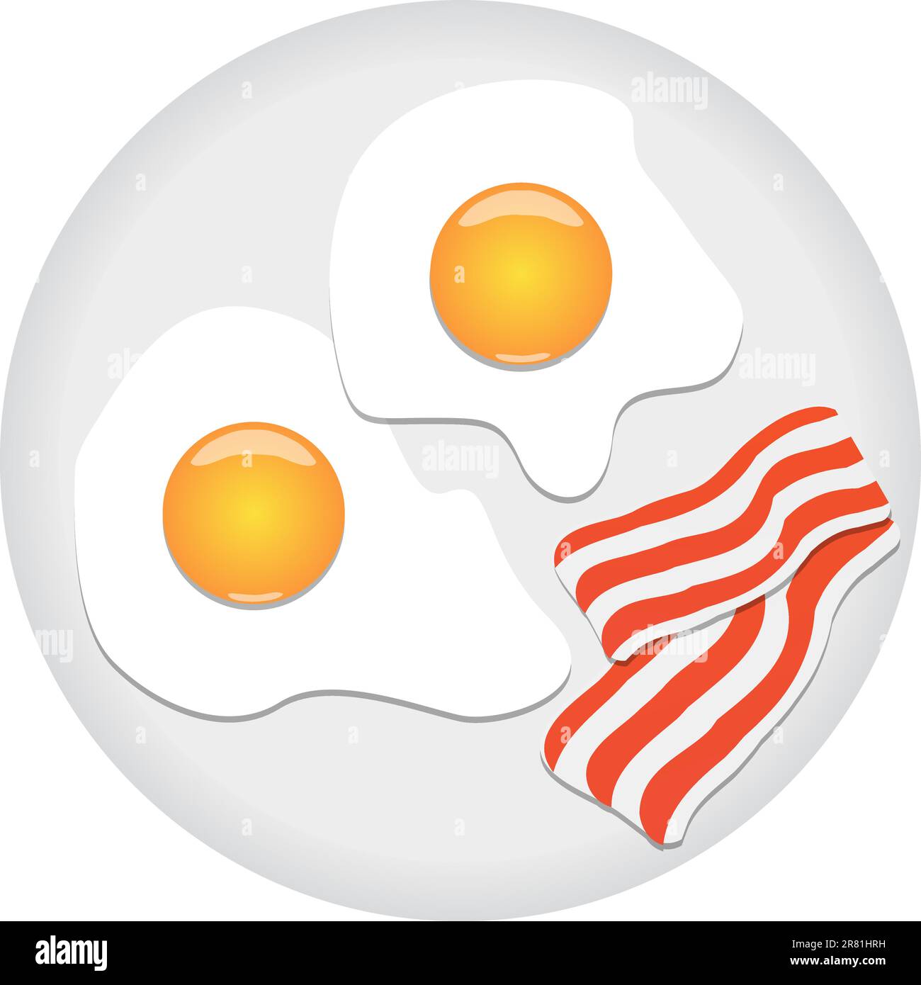Fried eggs and bacon on plate. Also available as a Vector in Adobe illustrator EPS format, compressed in a zip file. The vector version be scaled t... Stock Vector