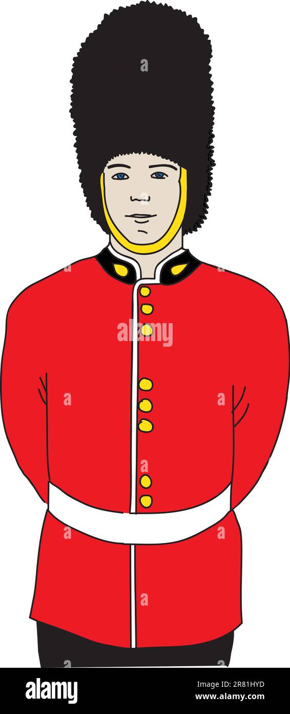 Guard of Queen in London. Vector. Stock Vector