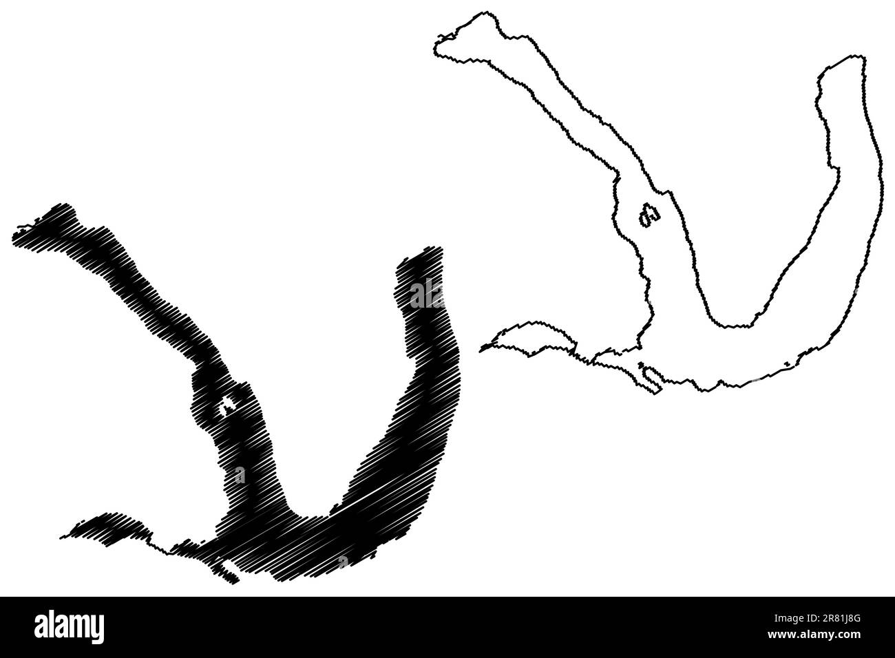 Lake Mascardi (South America, Argentine Republic, Argentina) map vector illustration, scribble sketch Lago Mascardi map Stock Vector