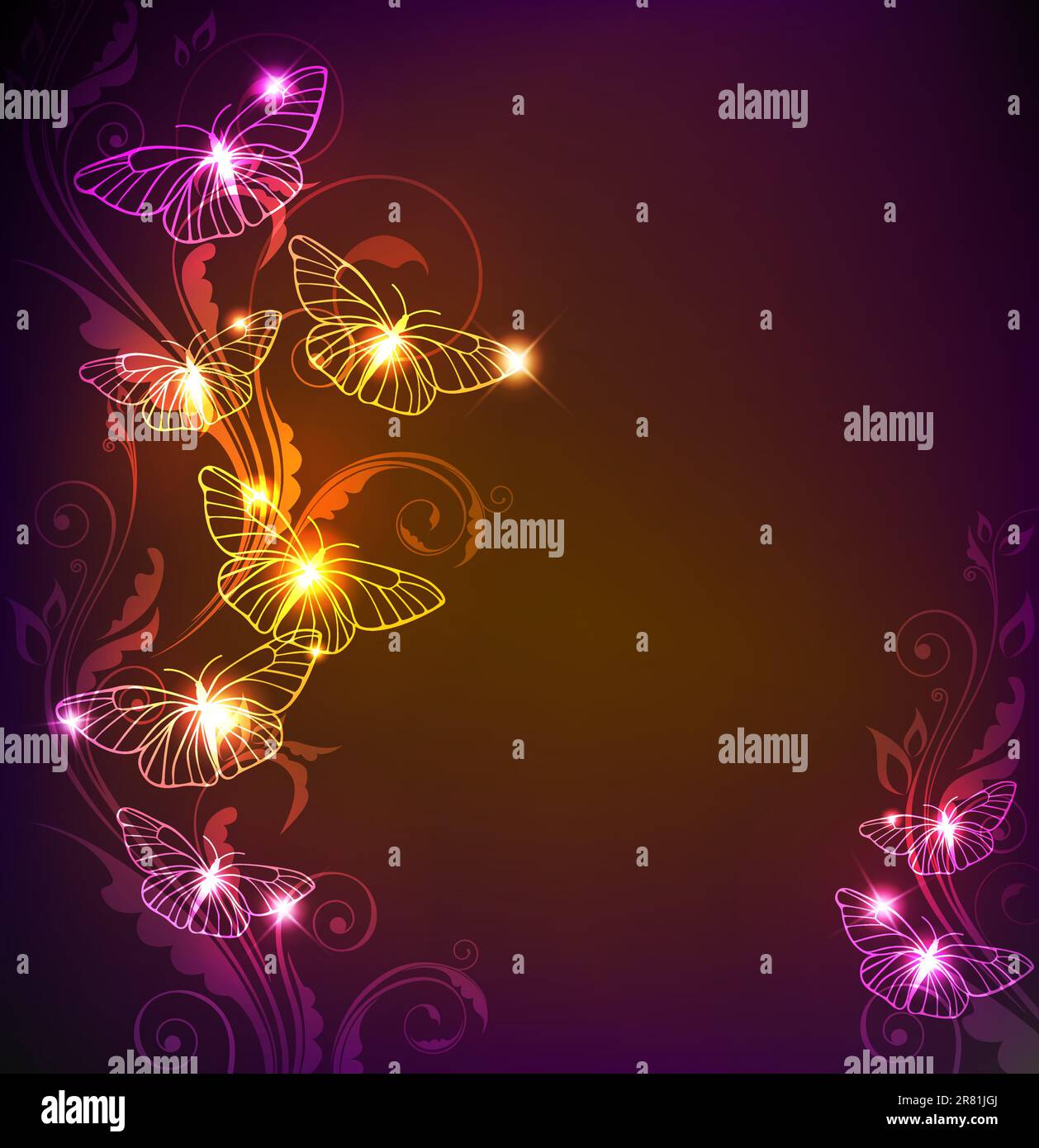Vector shining floral background with butterflies Stock Vector Image ...