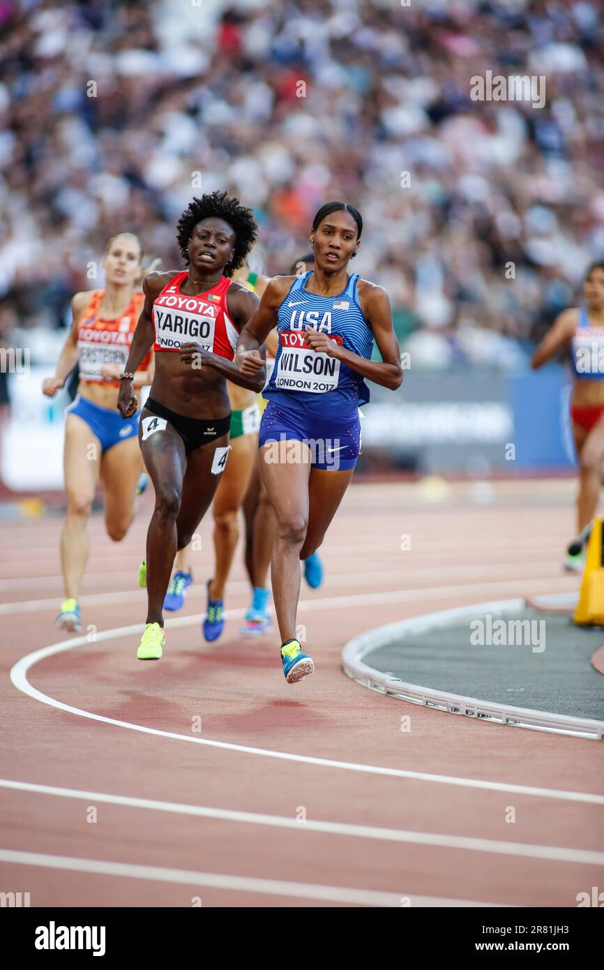 Ajee Wilson participating in the 800 meter at the World Athletics ...