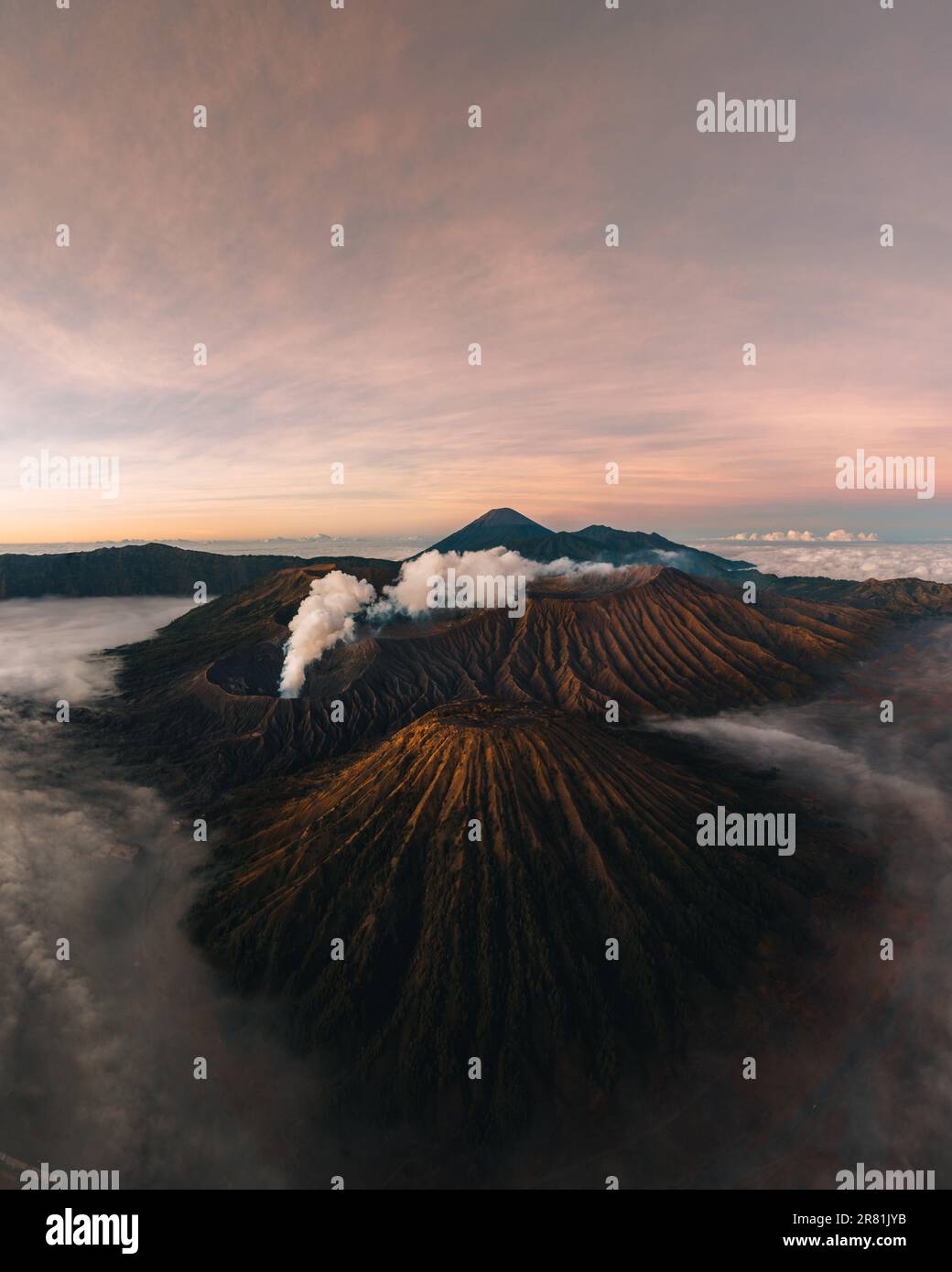 Aerial view volcano eruption sunrise hi-res stock photography and ...