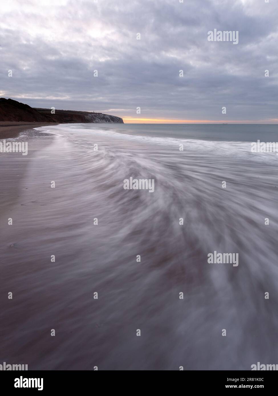 Isle of Wight Seascapes: Embracing the Ebb and Flow of Nature's Sunrise and Sunset Spectacles Stock Photo