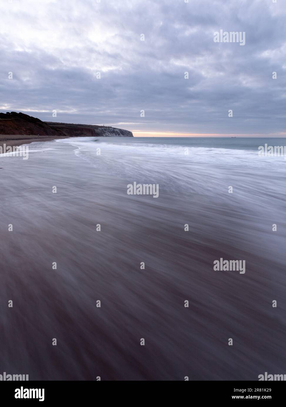 Isle of Wight Seascapes: Embracing the Ebb and Flow of Nature's Sunrise and Sunset Spectacles Stock Photo