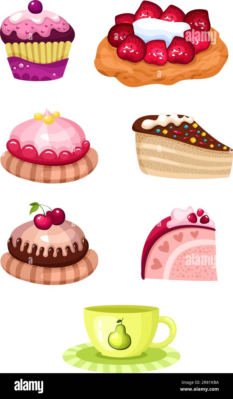 vector illustration of a cake set Stock Vector Image & Art - Alamy