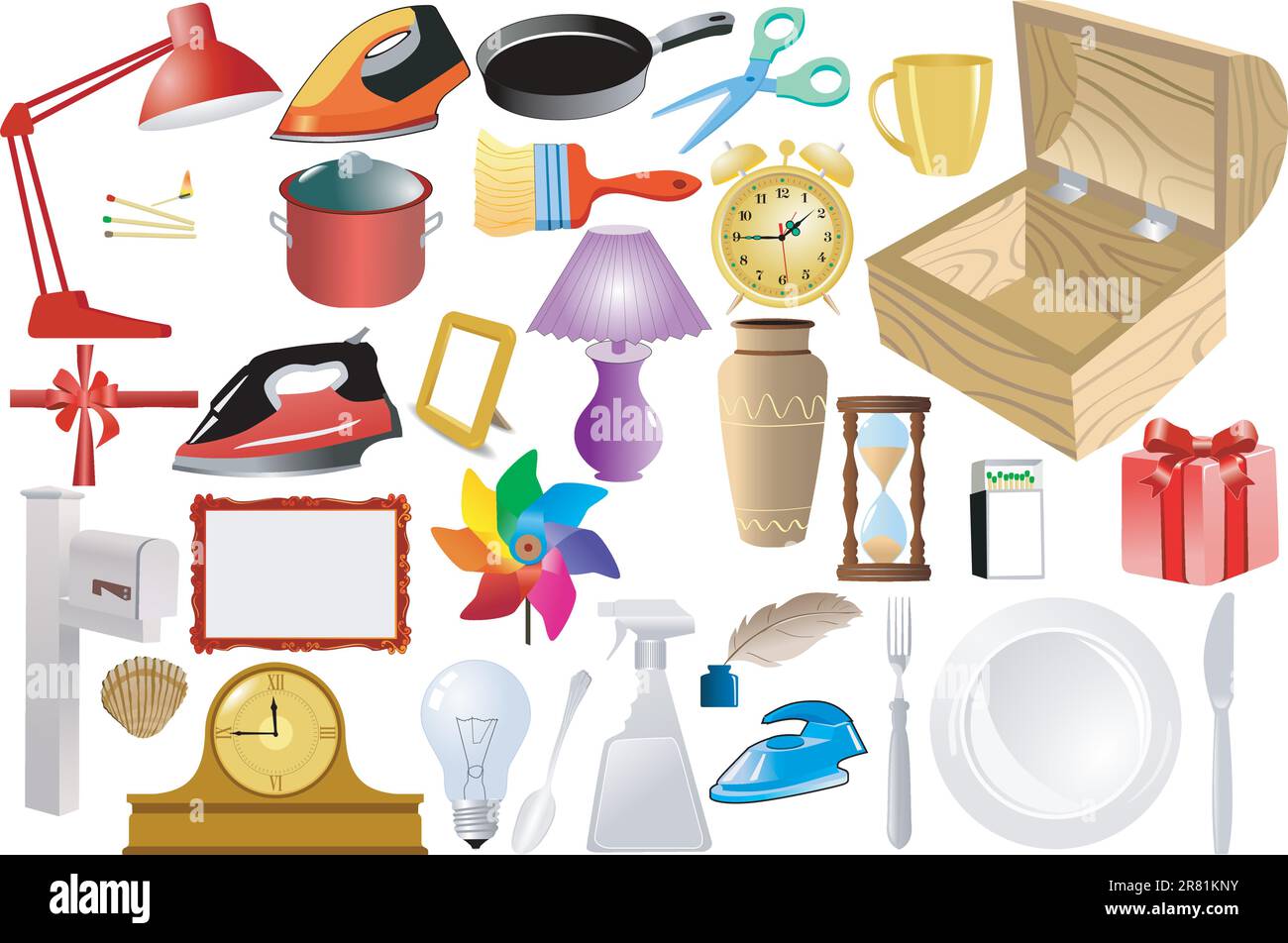 the big set of the different home related objects Stock Vector