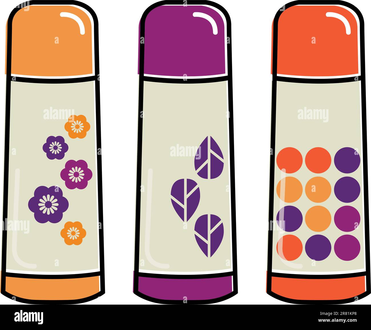 Colorful plastic thermos flask set. Vector Stock Vector Image & Art - Alamy