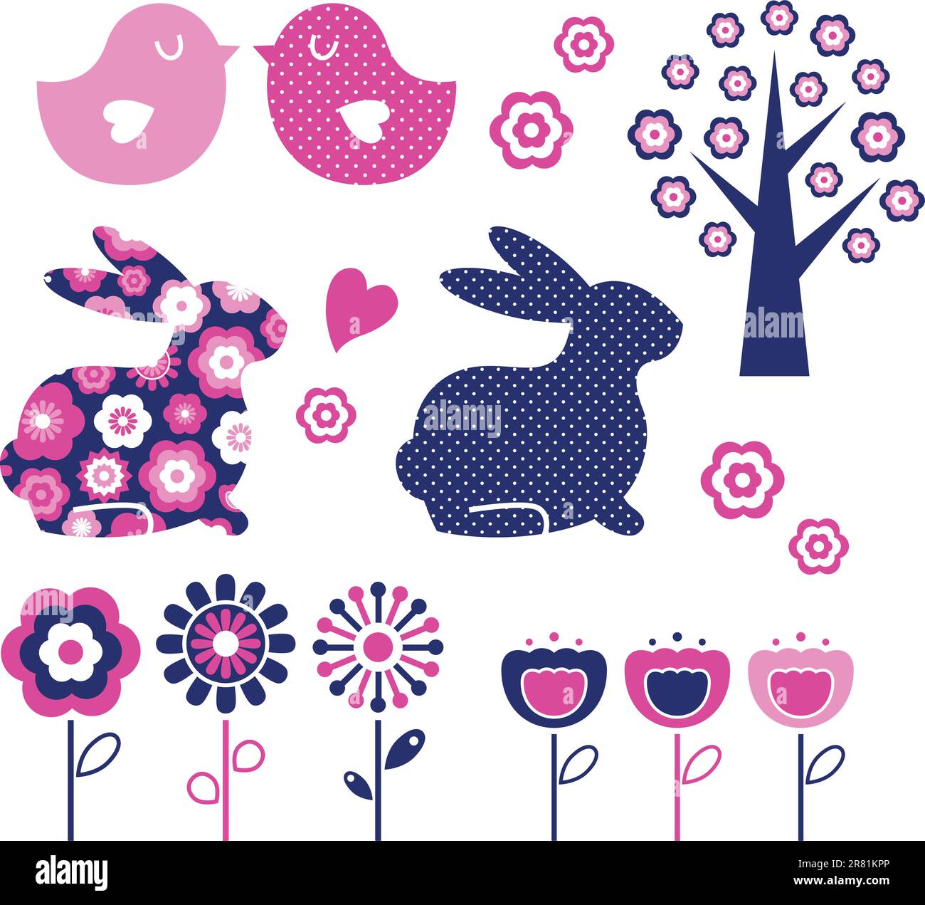 Spring and easter elements isolated on white. Vector Stock Vector Image ...