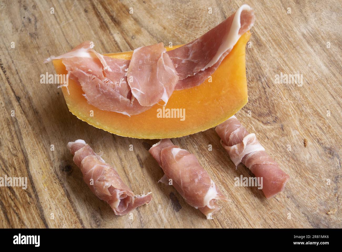 traditional fresh summer dish cured ham and melon Stock Photo Alamy