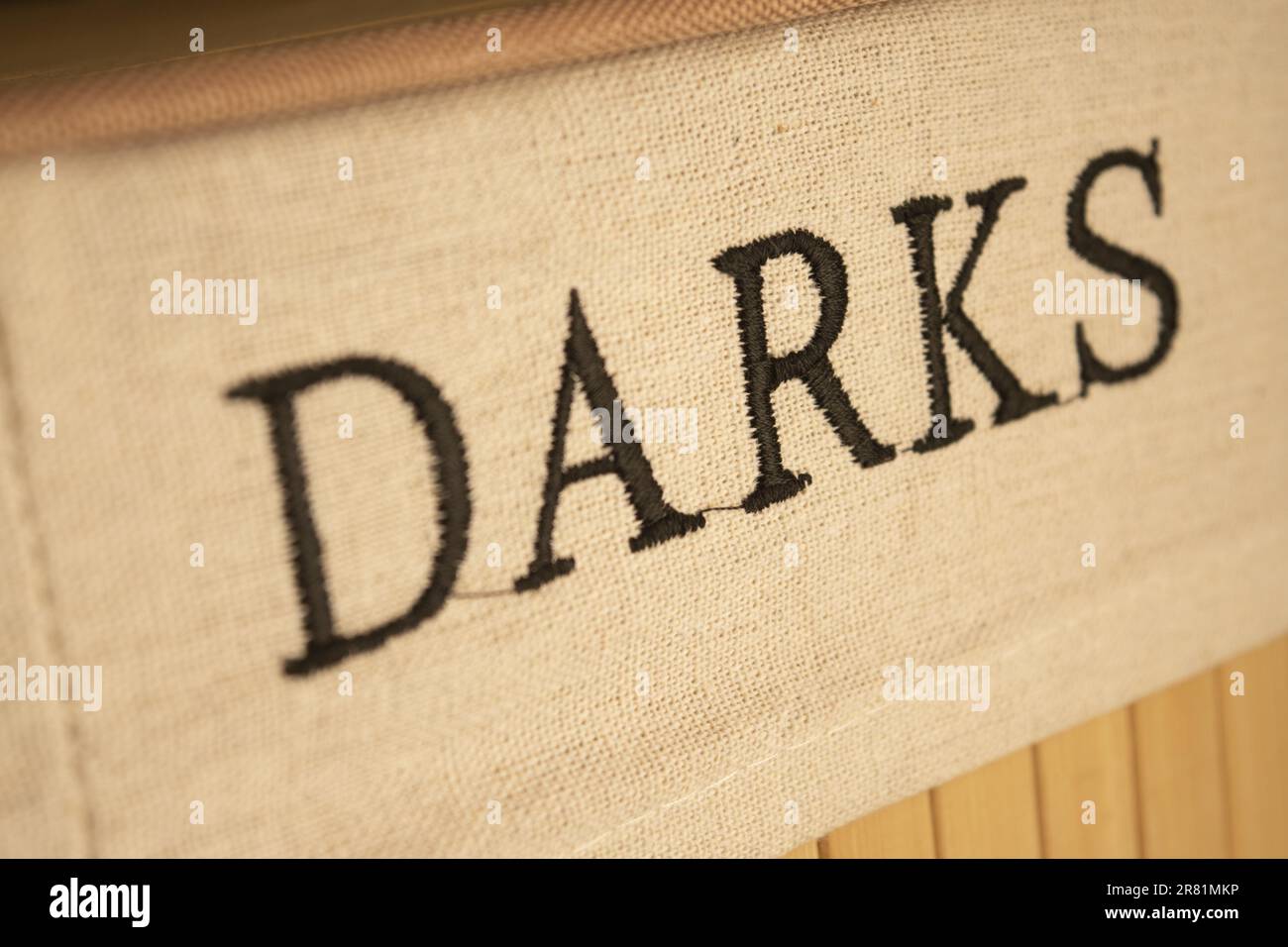 black writing darks on a juta canvas fabric Stock Photo