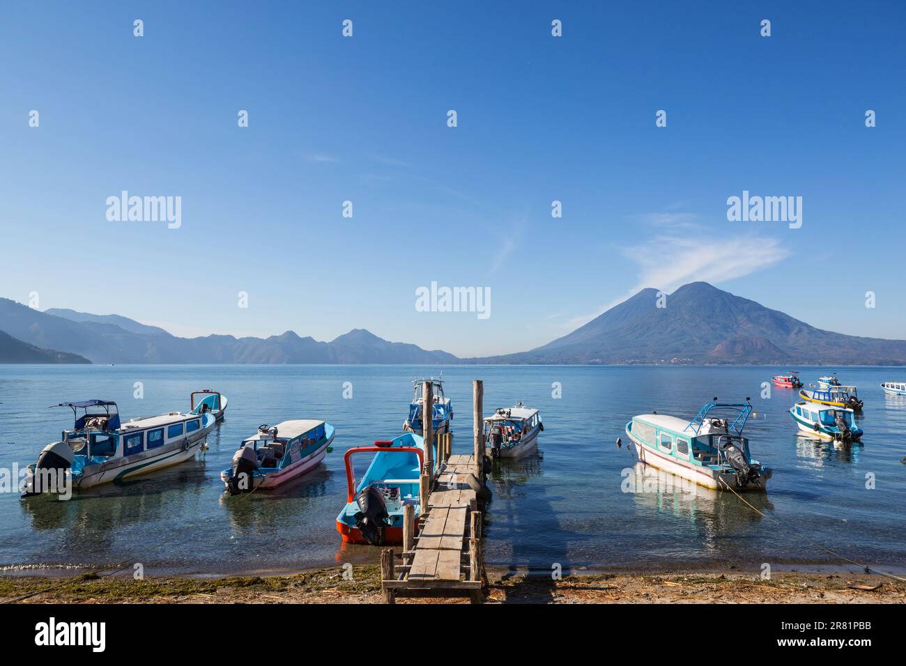 Beautiful lake Atitlan and volcanos in the highlands of Guatemala ...