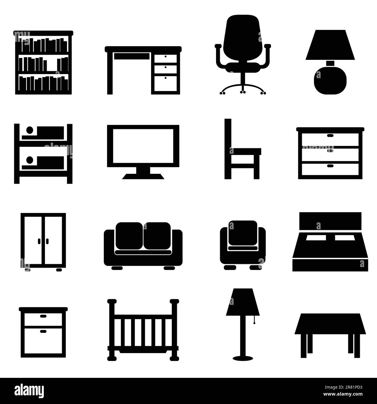 House and office furniture icon set stock vector image art alamy