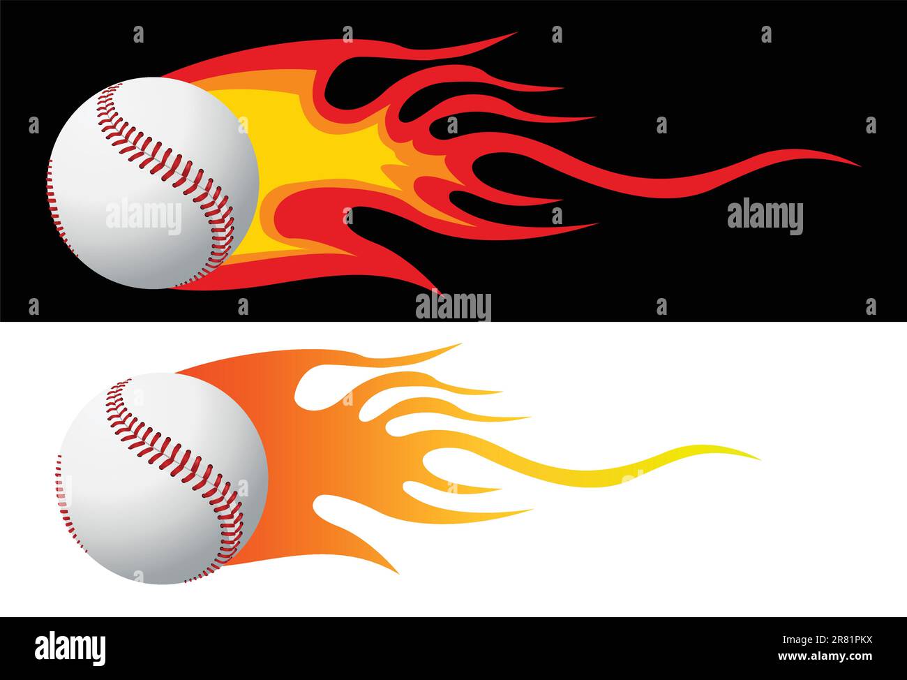 Baseball with flames vector Stock Vector