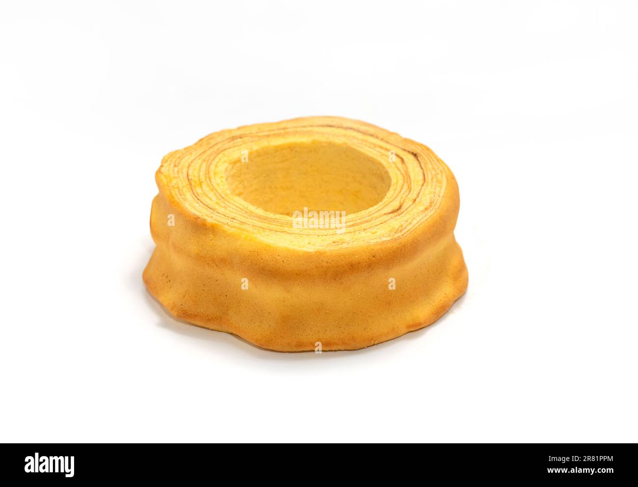 Isolated baumkuchen, Sakotis ,sekacz pie, traditional spit egg cake on