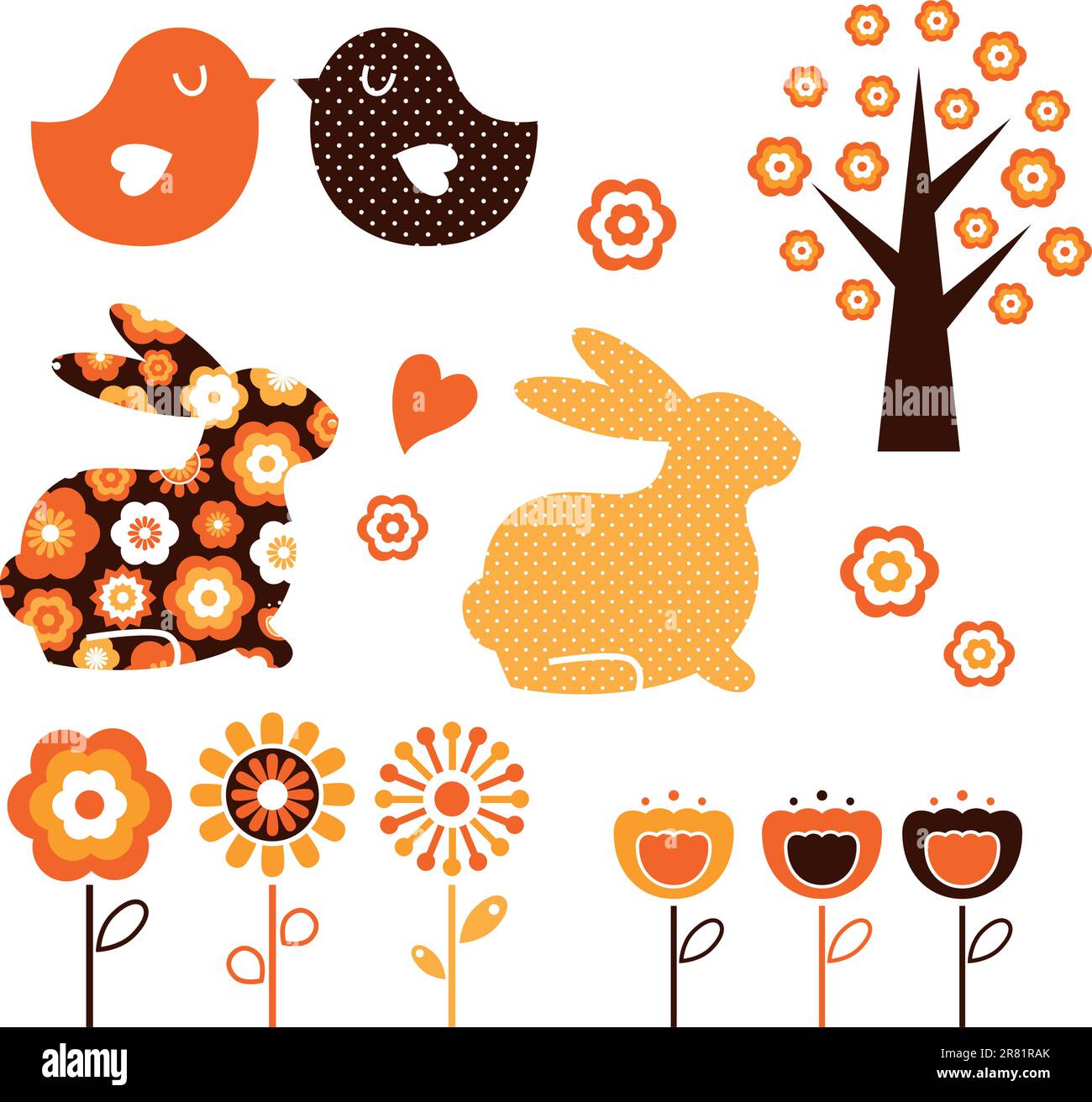 Spring and easter elements isolated on white. Vector Stock Vector Image ...