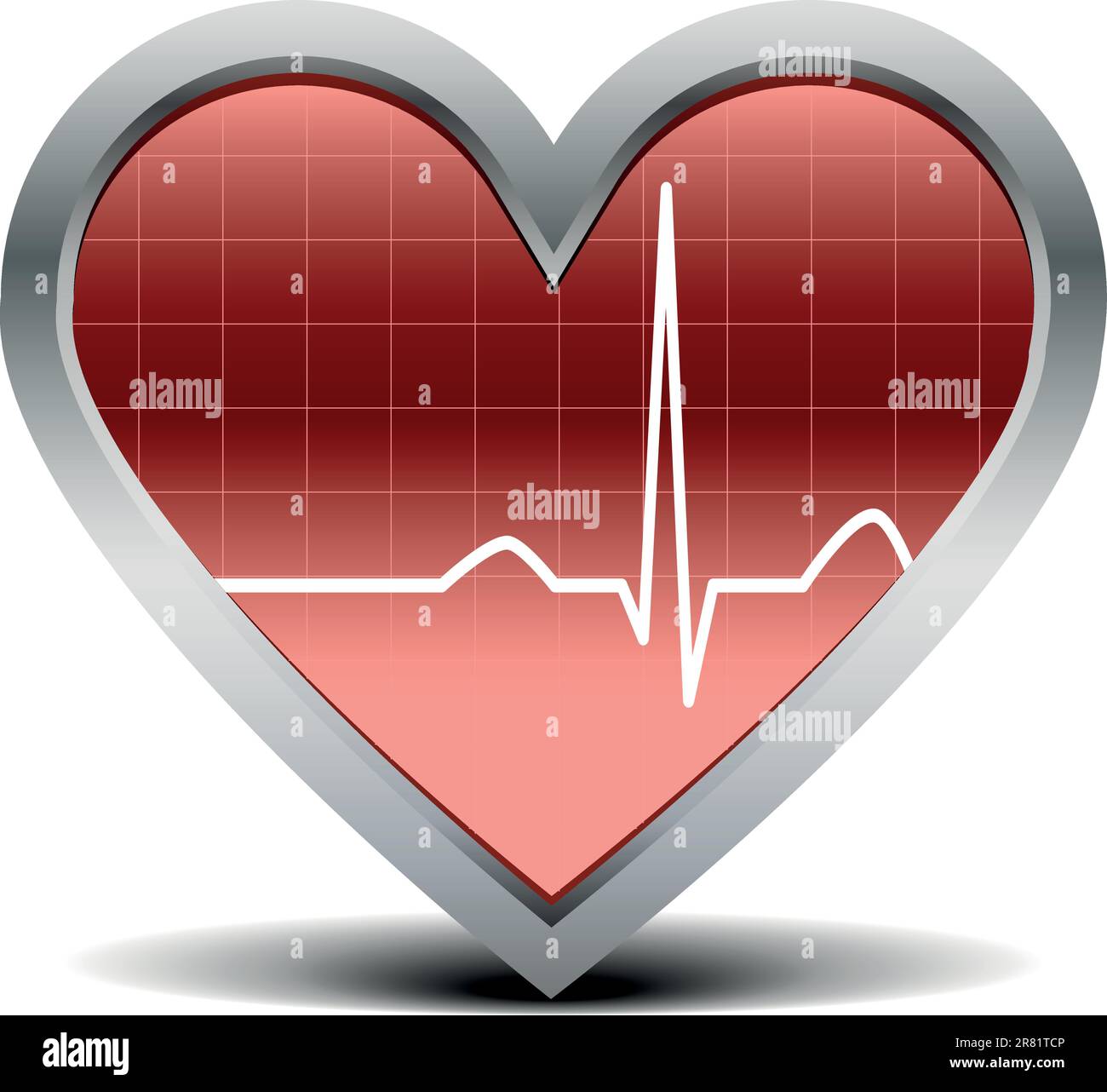 illustration of a shiny and glossy heart with a heart beat signal Stock Vector