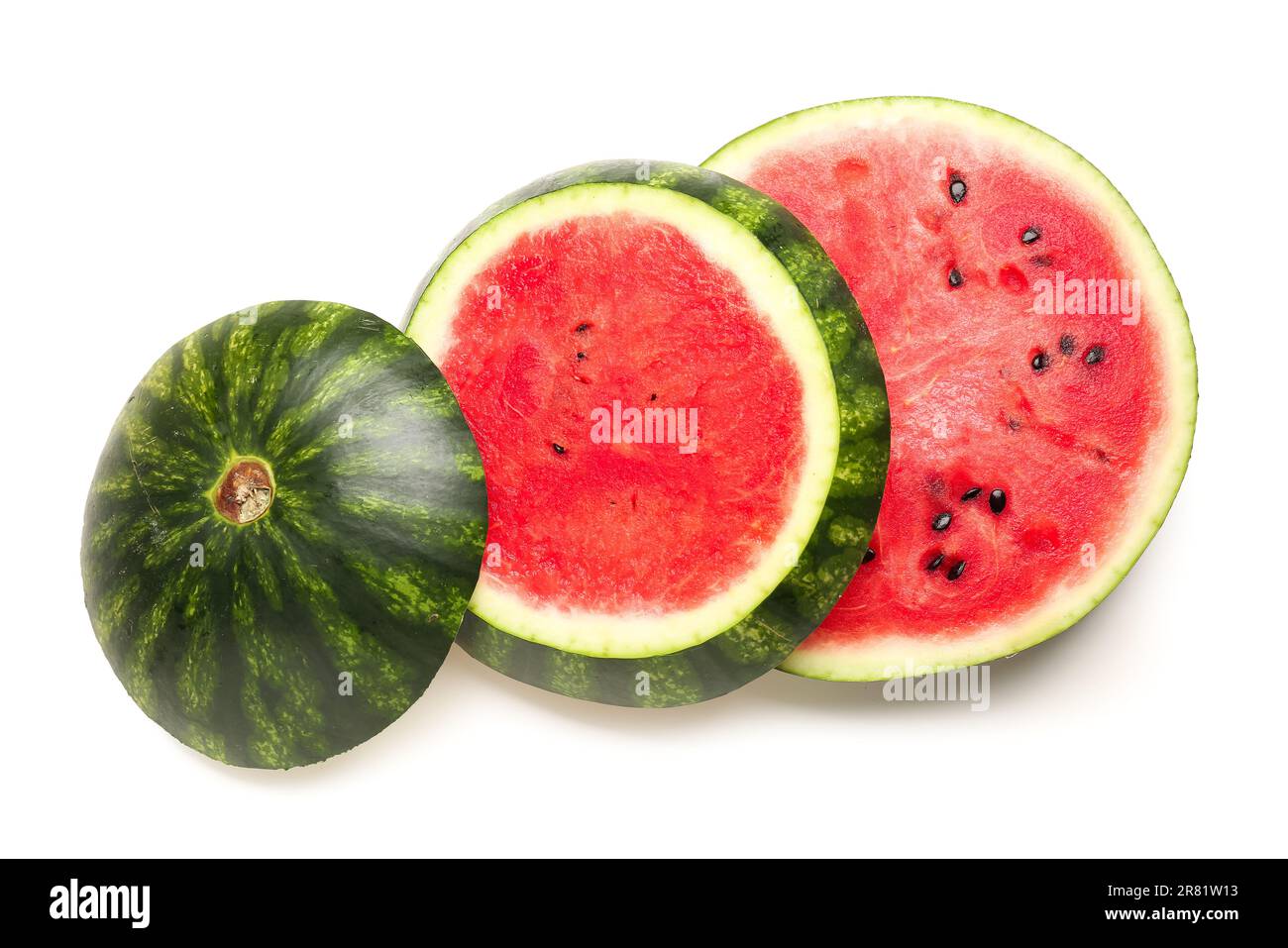 Pieces of fresh watermelon on white background Stock Photo - Alamy