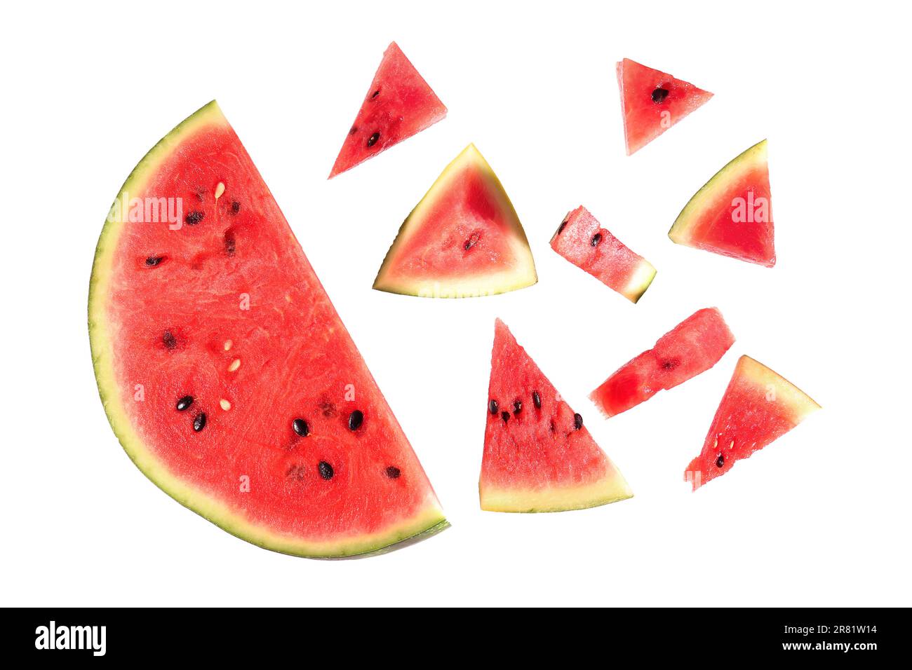 Pieces of fresh watermelon on white background Stock Photo - Alamy