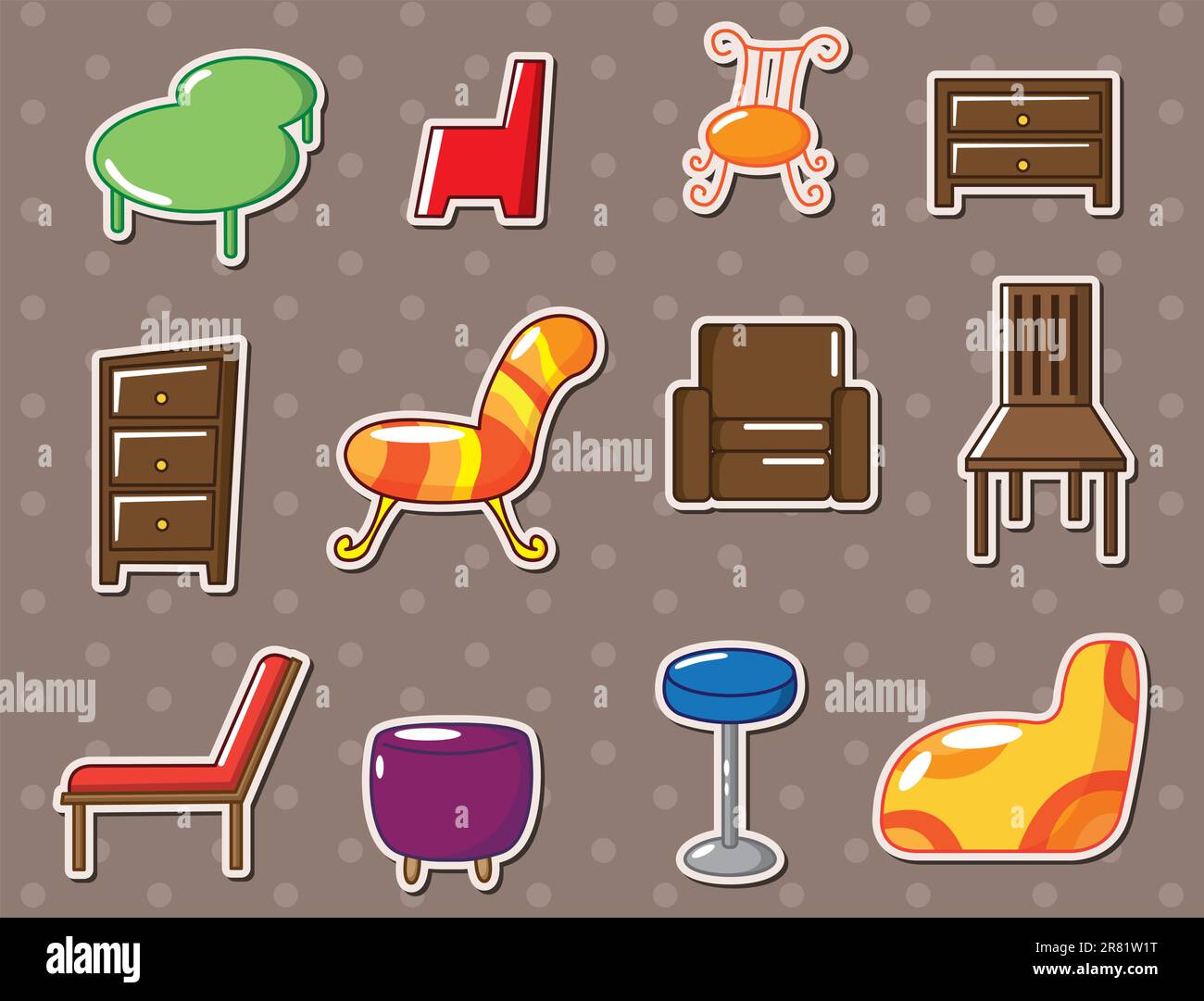 cartoon furniture stickers Stock Vector Image & Art Alamy