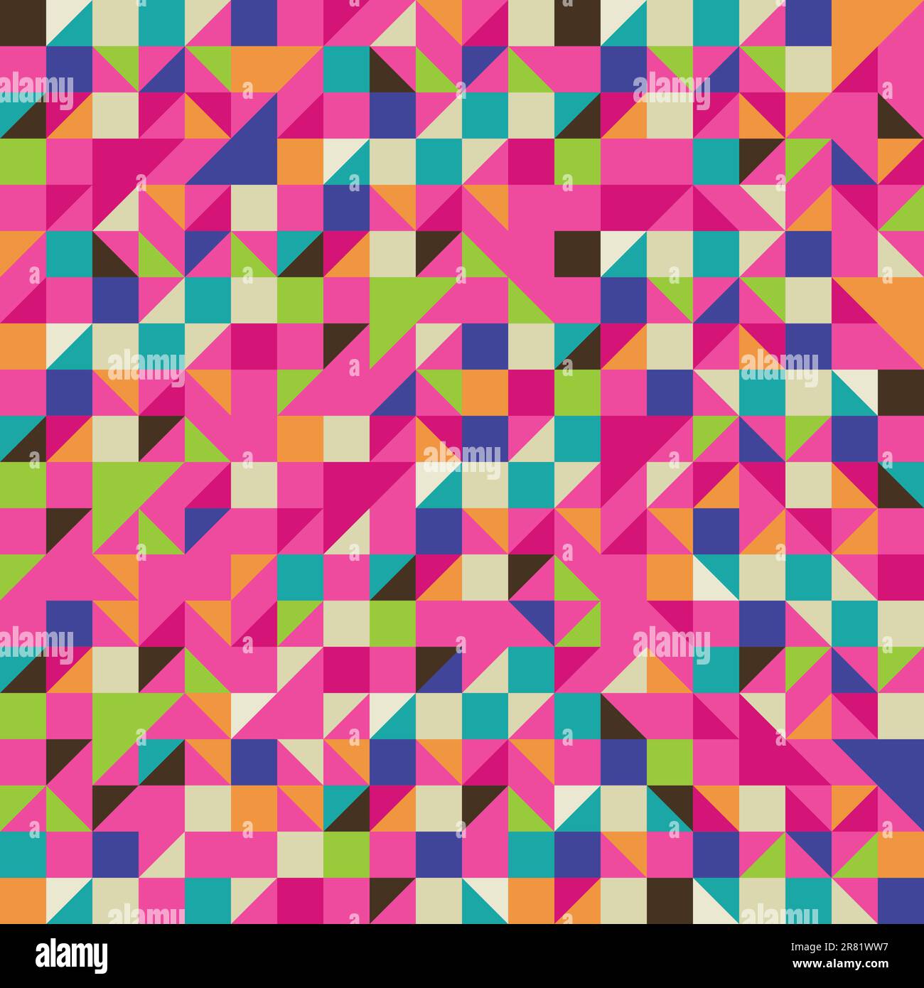 Triangle and Square mosaic in pink and other colors Stock Vector