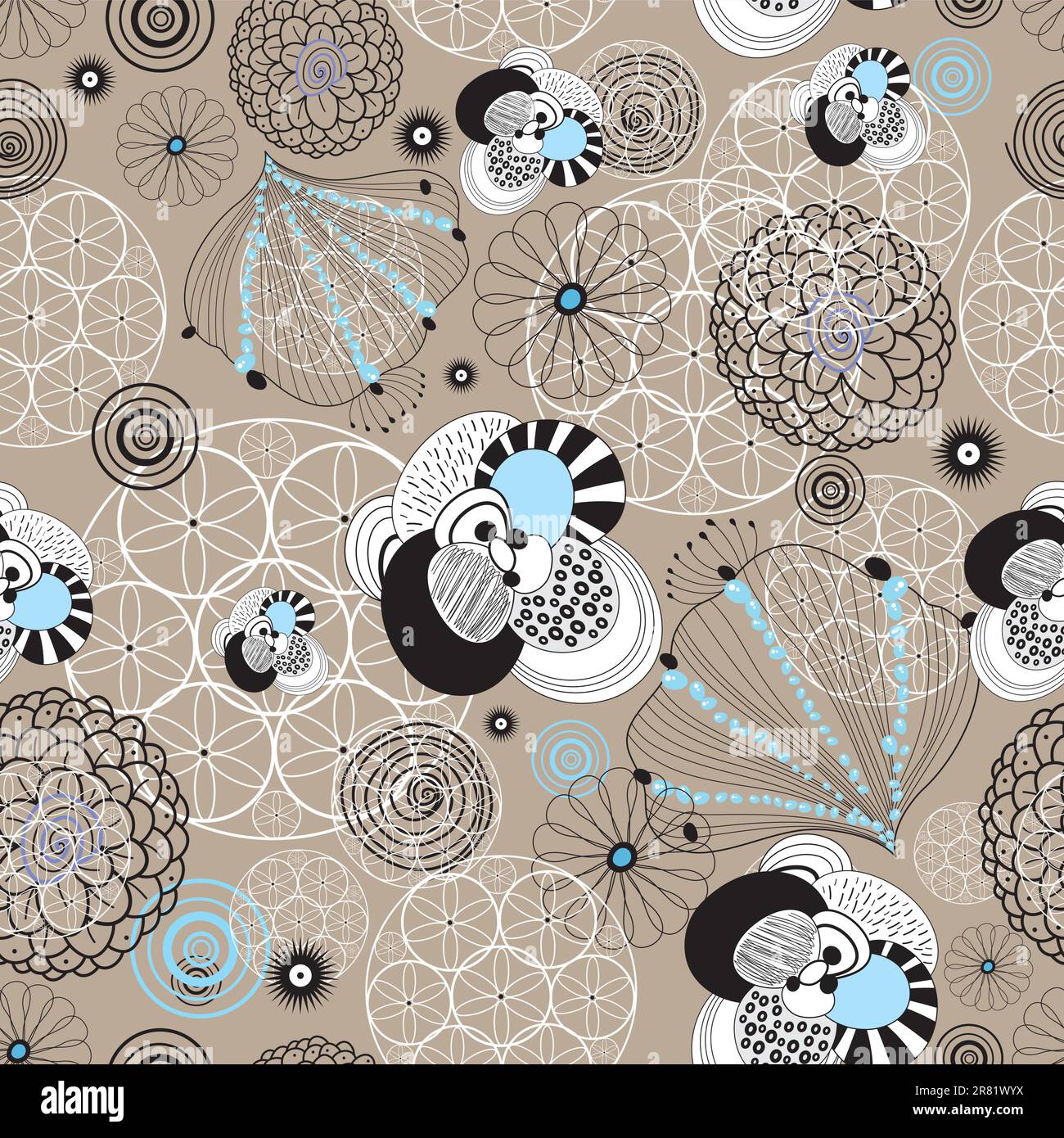 Graphical abstract seamless pattern on a brown backgroun Stock Vector