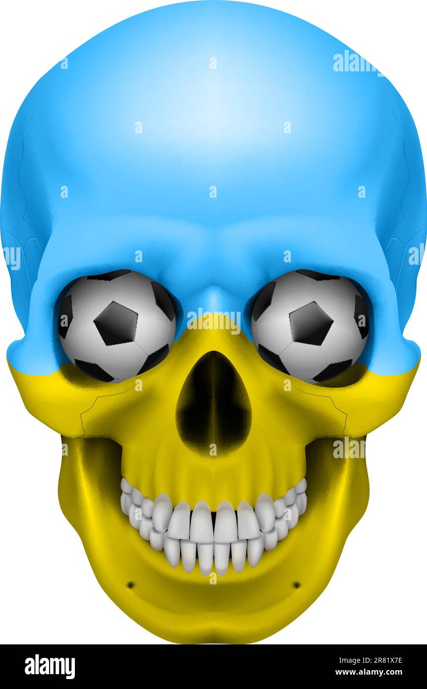 Human Skull with Soccer balls for eyes. Illustration on white background for design Stock Vector