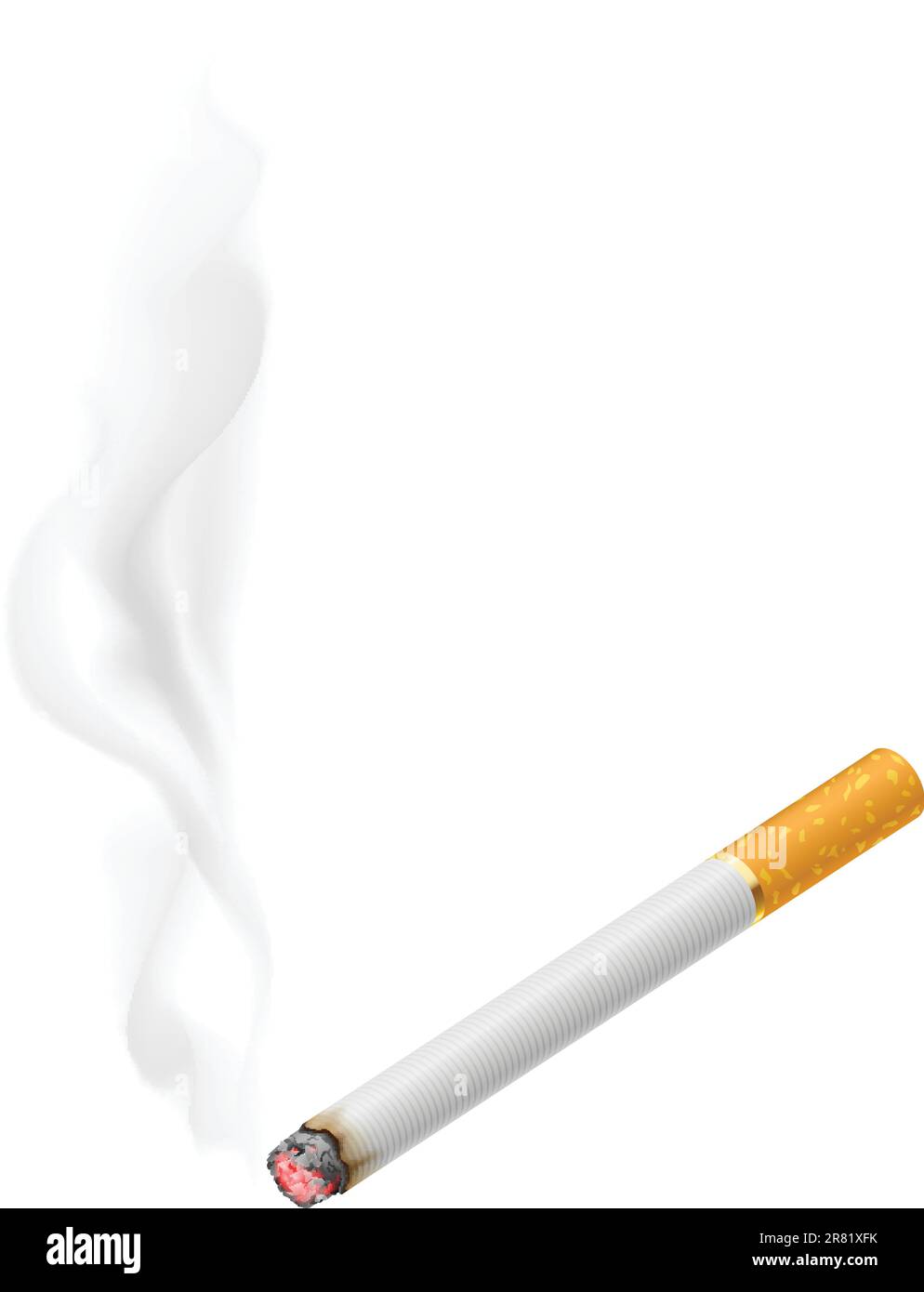 Realistic burning cigarette. Illustration on white background Stock ...