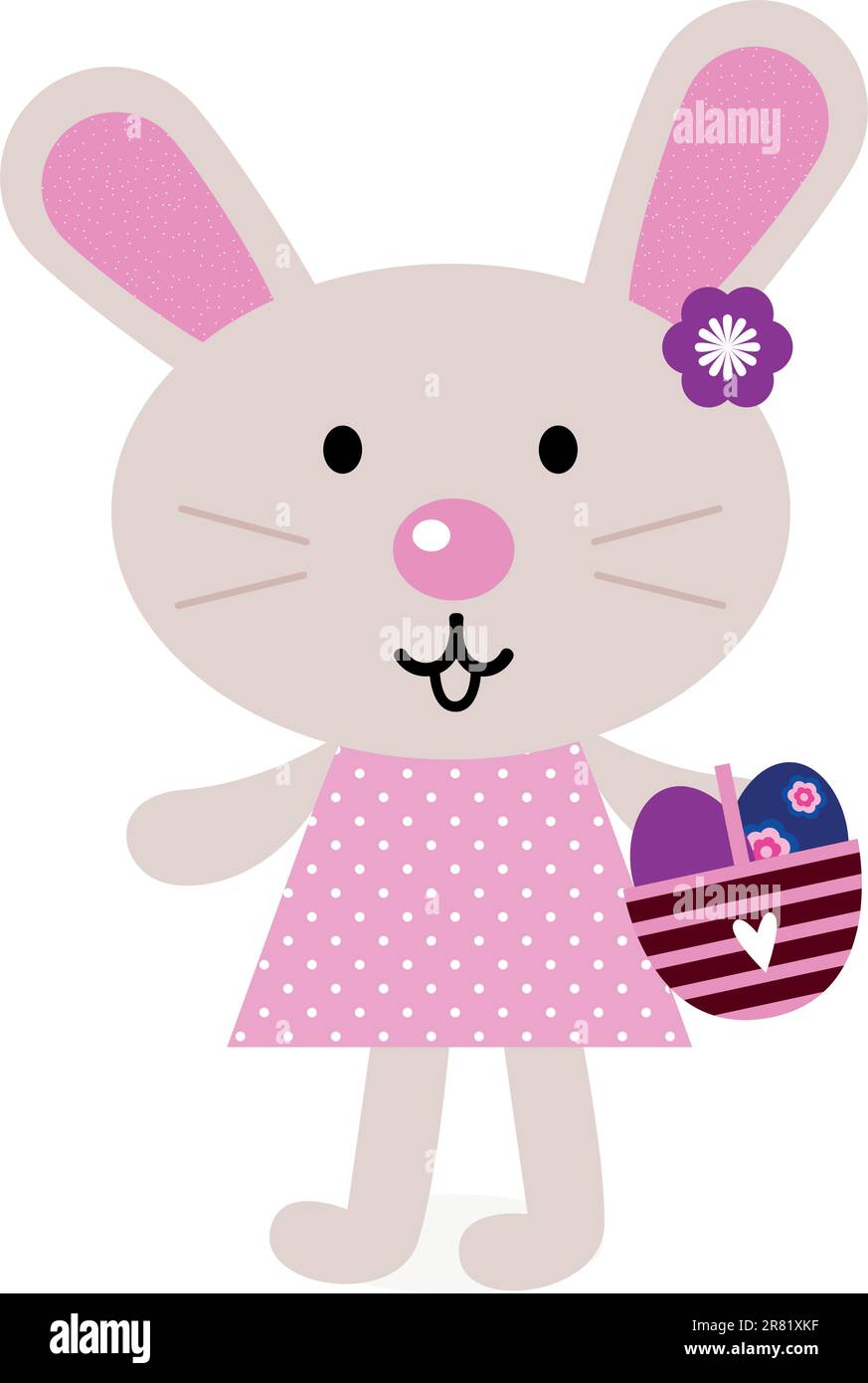 Cute retro easter bunny. Vector Illustration Stock Vector Image & Art ...