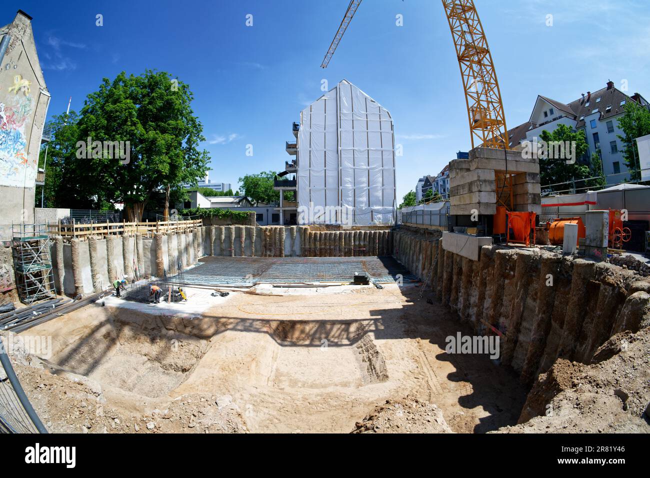 Cologne, Germany June 17 2023: excavation work for the new building of the music school in ehrenfeld after the demolition of the old one Stock Photo
