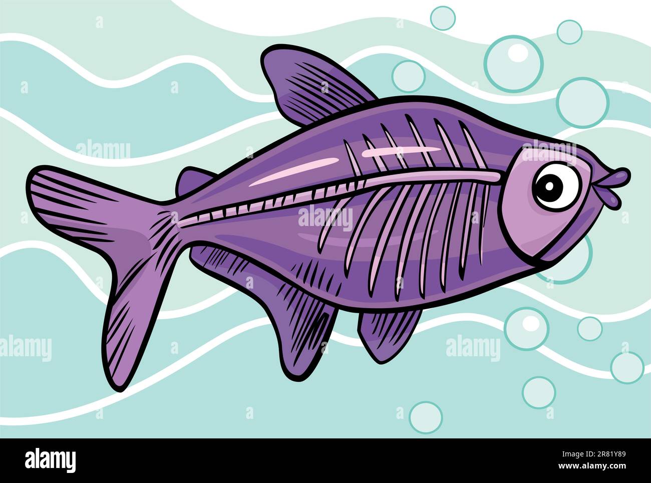 cartoon illustration of x-ray fish Stock Vector