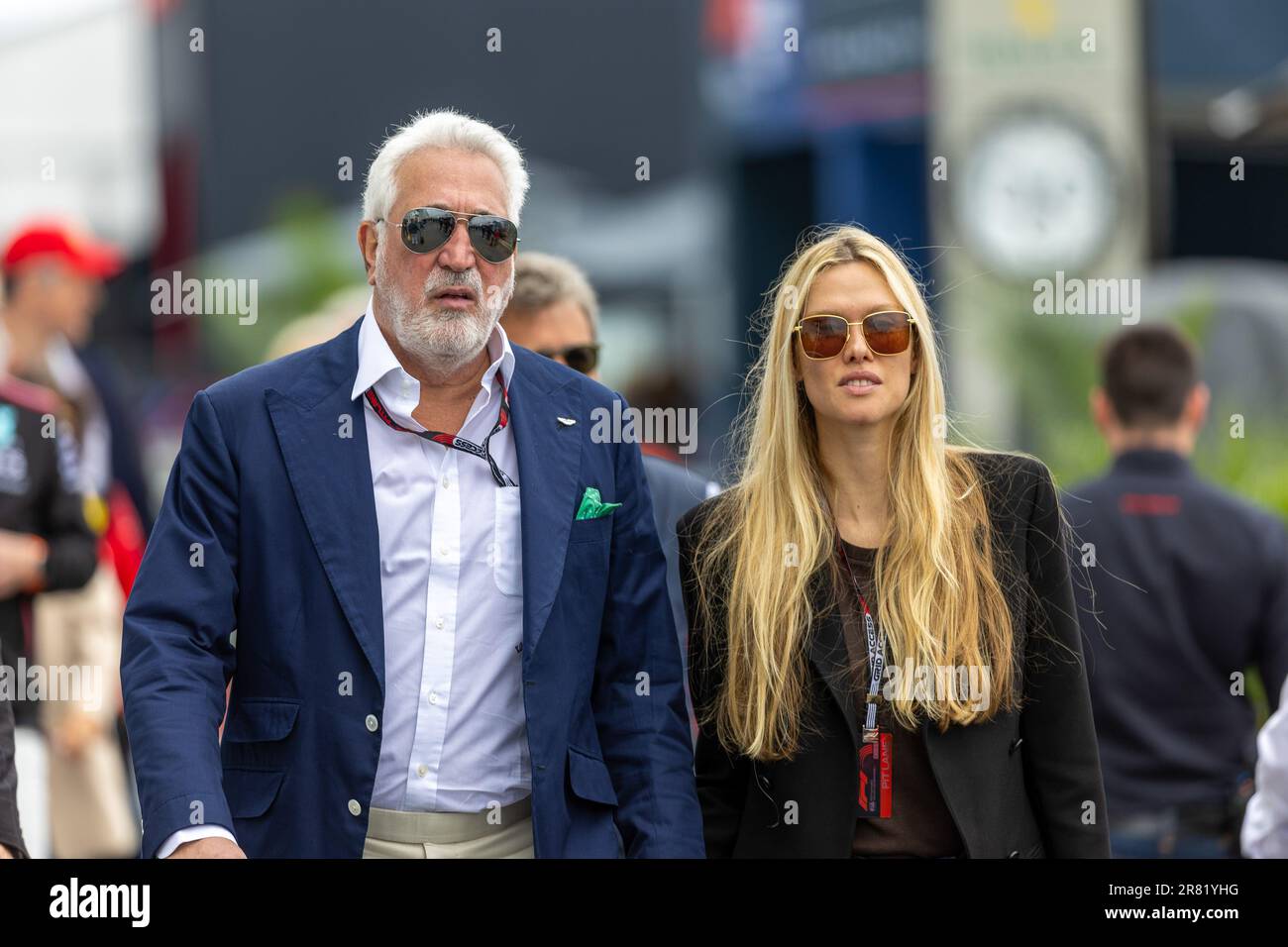 Lawrence Stroll (CAN) - CEO Aston Martin F1 an his wife.during Pre Race on Sunday 18th June - FORMULA 1 PIRELLI GRAND PRIX DU CANADA 2023 - from 15th to 18th June 2023 at Circuit Gilles Villeneuve, Montreal, Quebec, Canada(Credit Image: © Stefano Facchin/Cal Sport Media) Stock Photo
