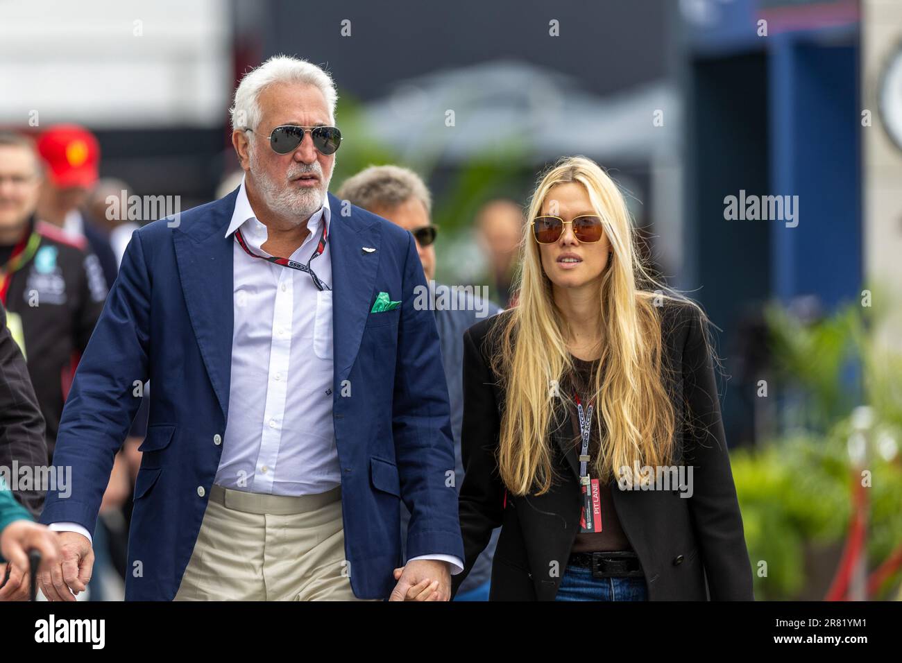 Lawrence Stroll (CAN) - CEO Aston Martin F1 an his wife.during Pre Race on Sunday 18th June - FORMULA 1 PIRELLI GRAND PRIX DU CANADA 2023 - from 15th to 18th June 2023 at Circuit Gilles Villeneuve, Montreal, Quebec, Canada Stock Photo