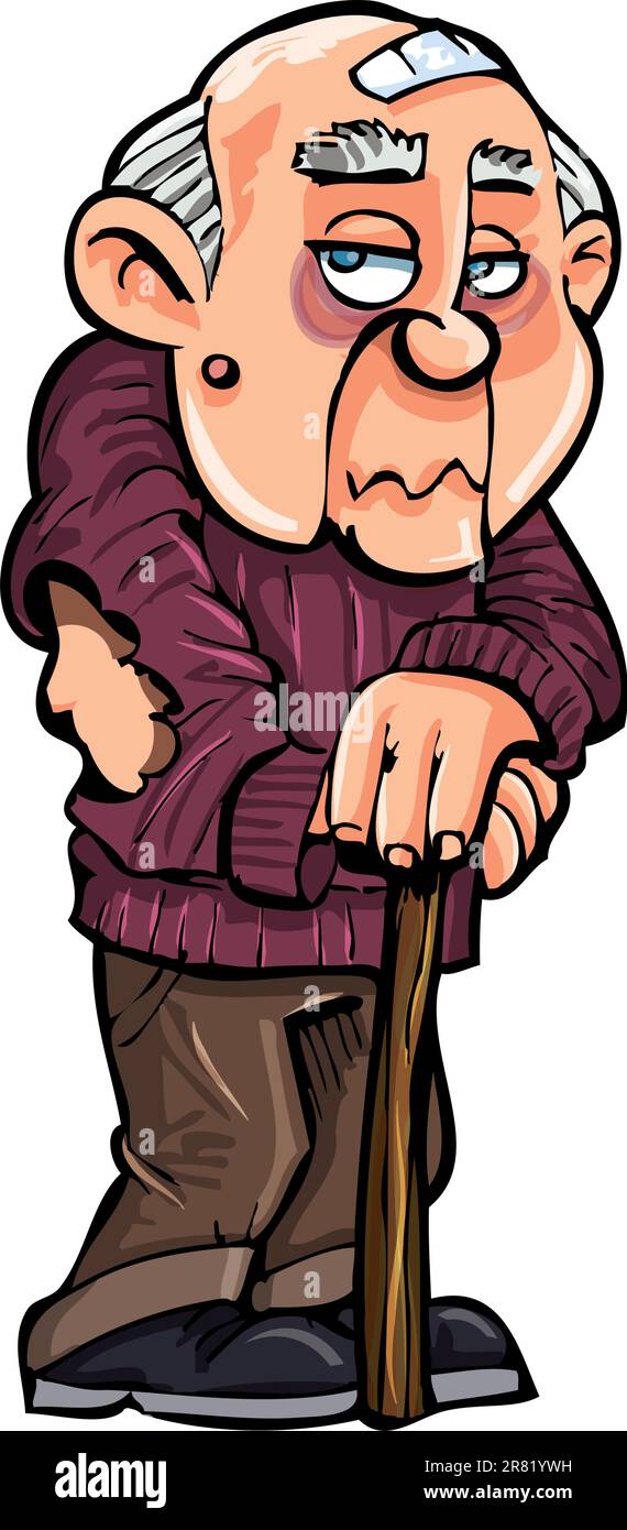 Cartoonold man with walking stick. Isolated Stock Vector Image & Art ...