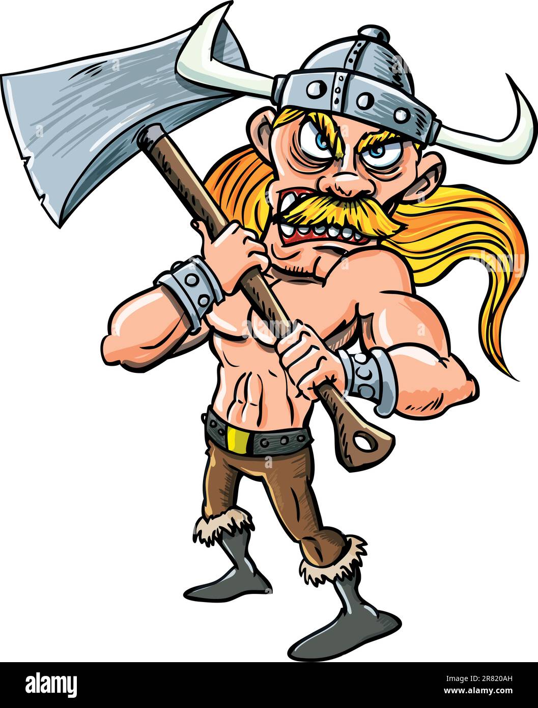 Cartoon Viking with huge axe. Isolated on white Stock Vector Image ...