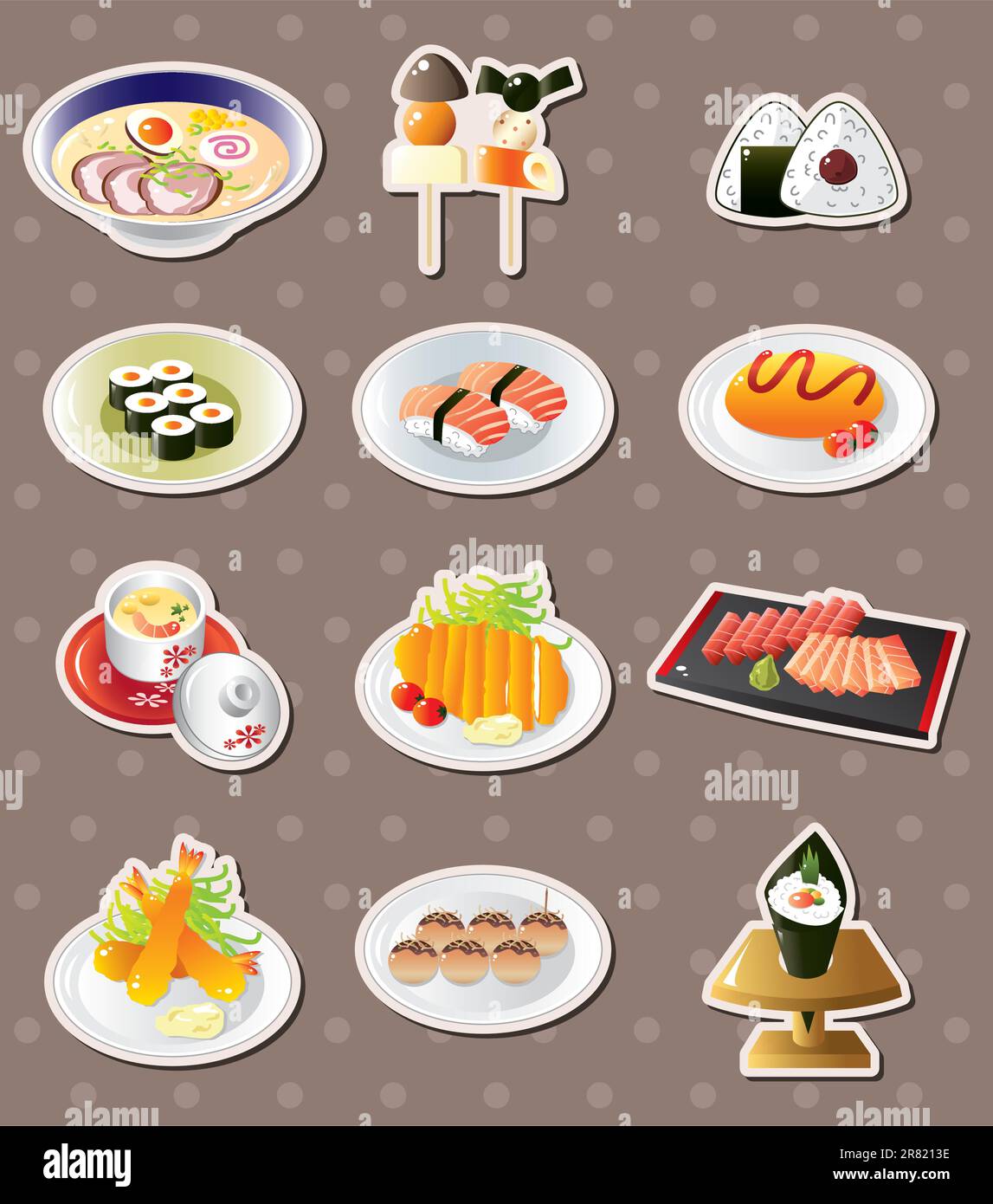 cartoon Japanese food stickers Stock Vector Image & Art Alamy