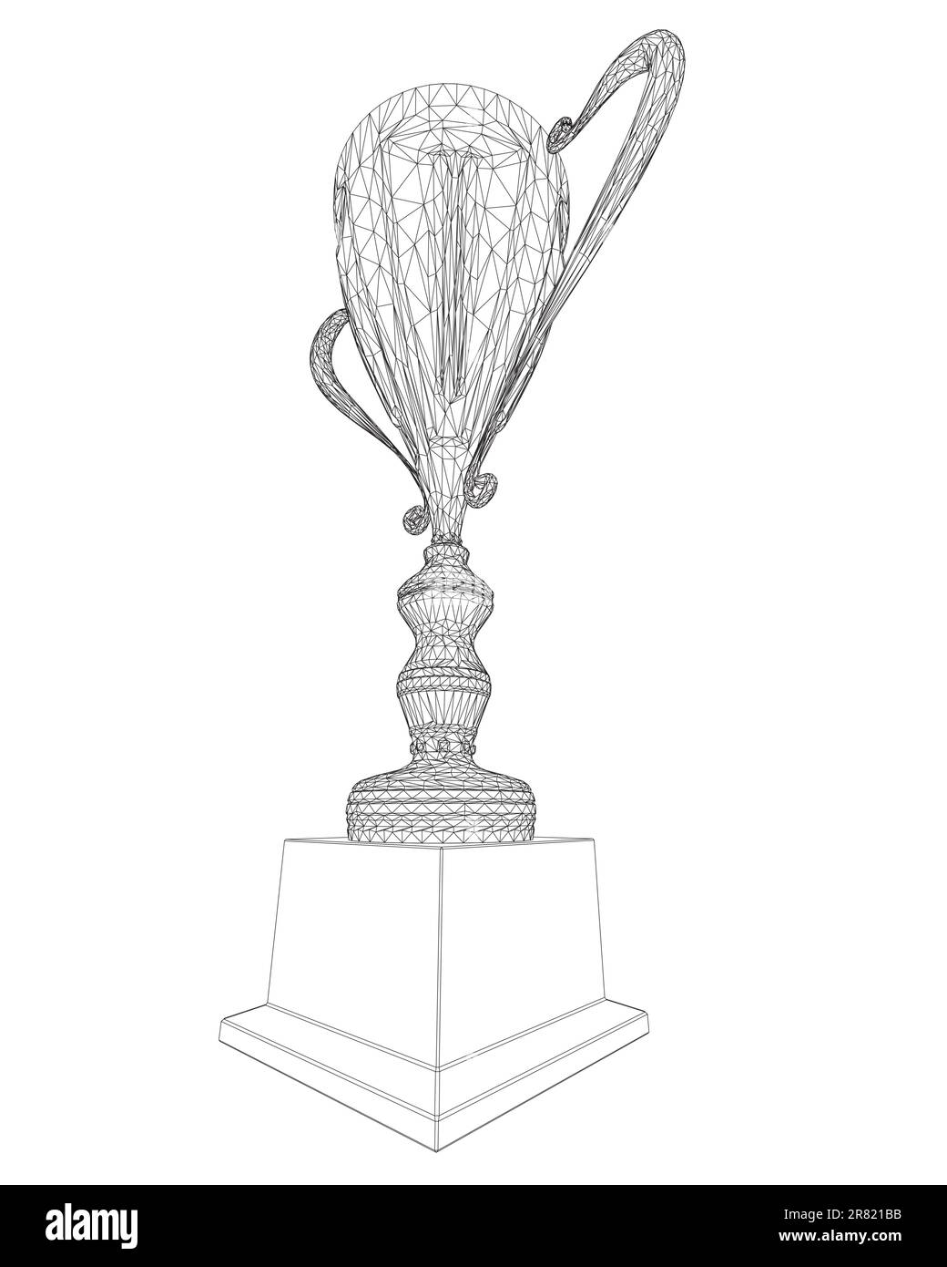 Wireframe Trophy cup. Winner's trophy icon vector is a symbol of