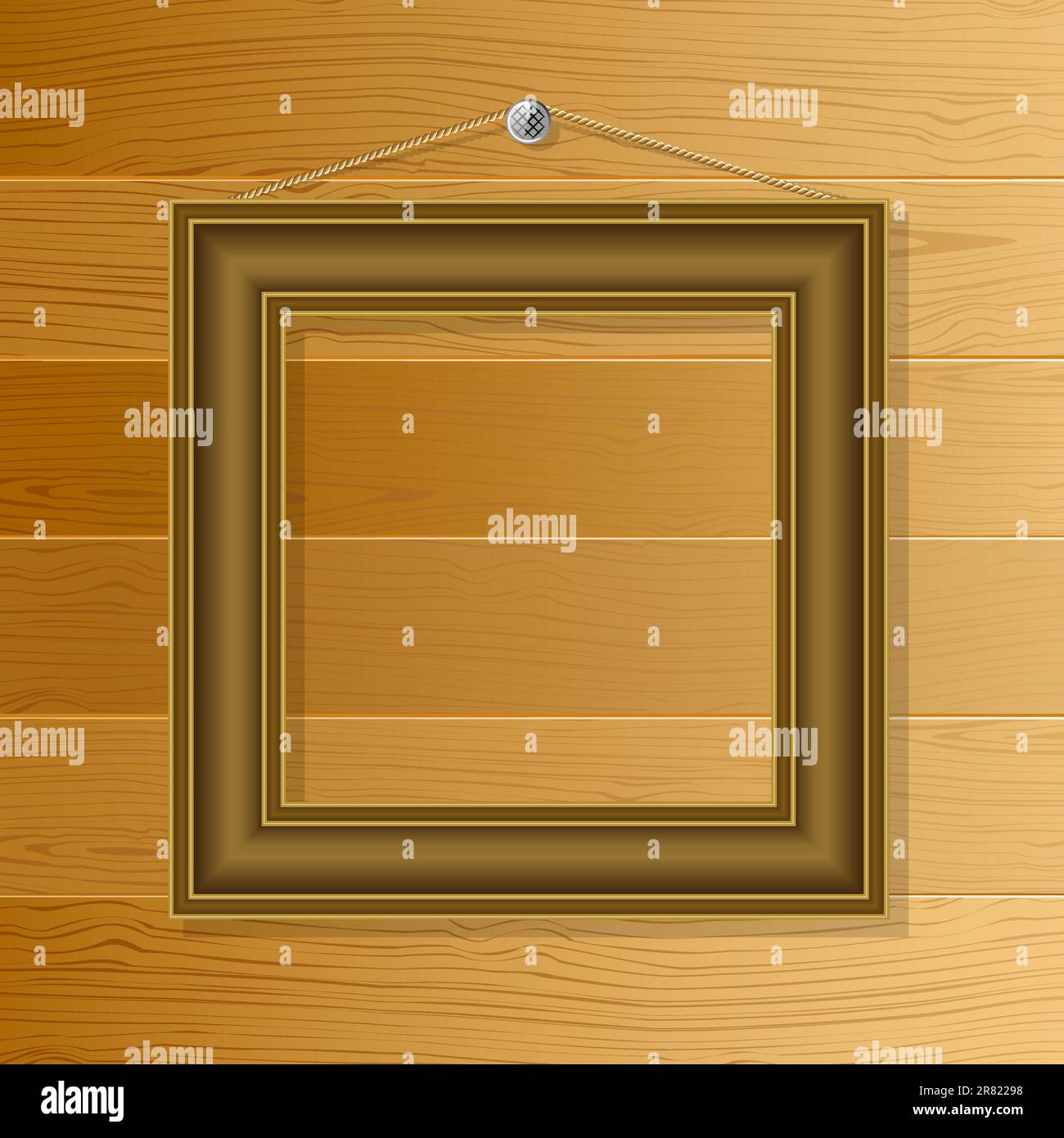 Brown frame on the wall of the boards Stock Vector