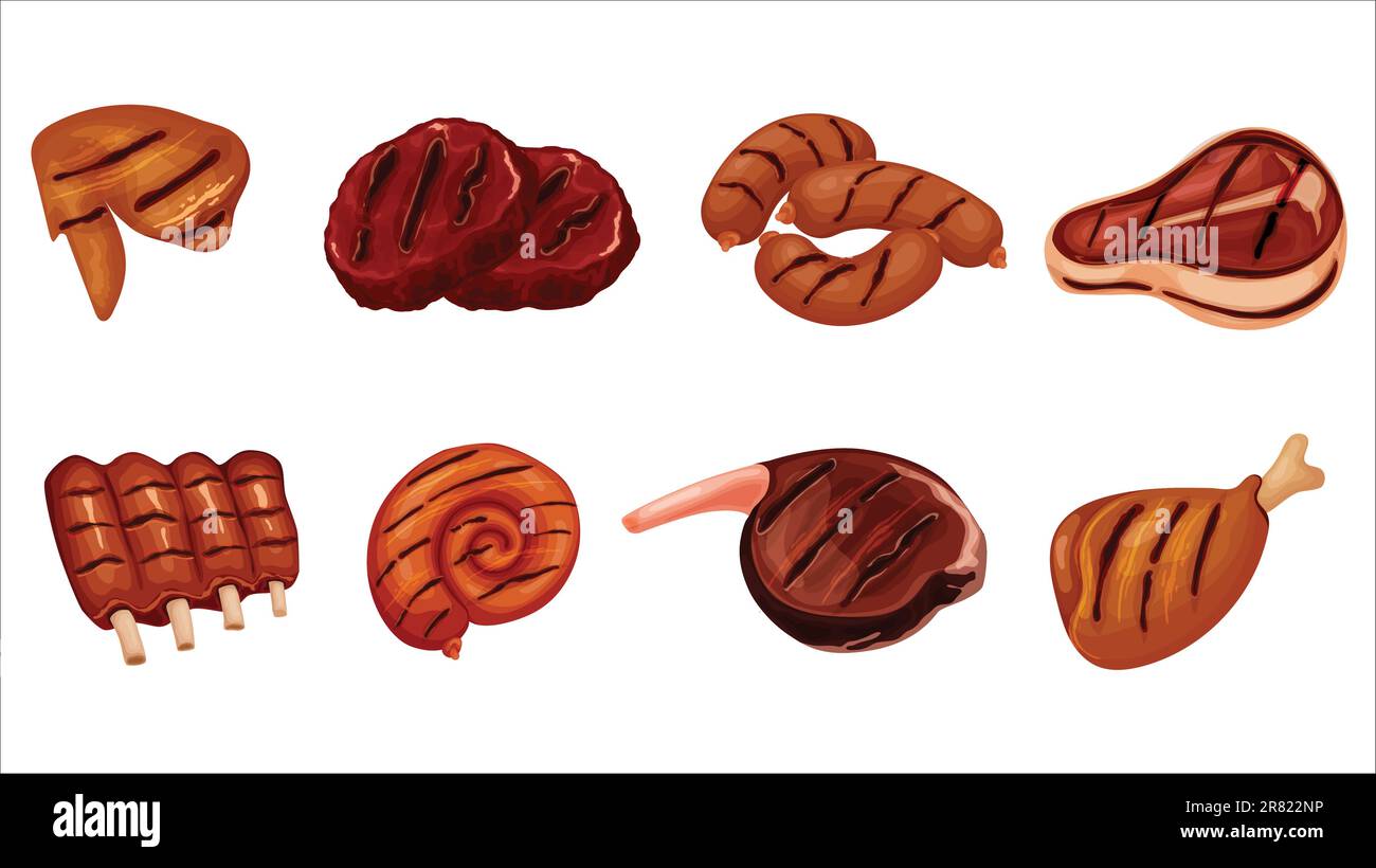 Cooked marinated meats Stock Vector Images Alamy