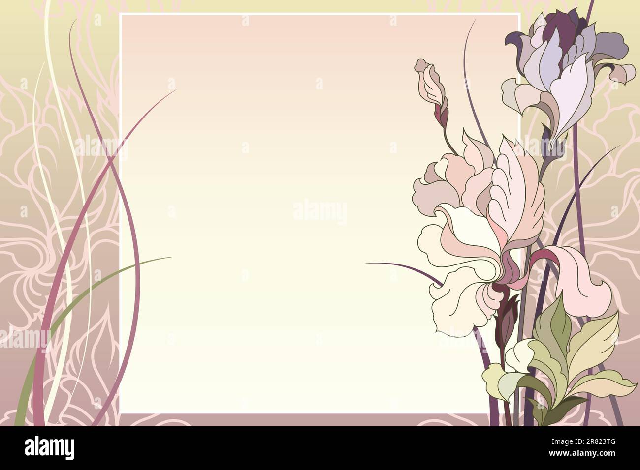 Vector illustration of a pink flowers with leafs Stock Vector Image ...