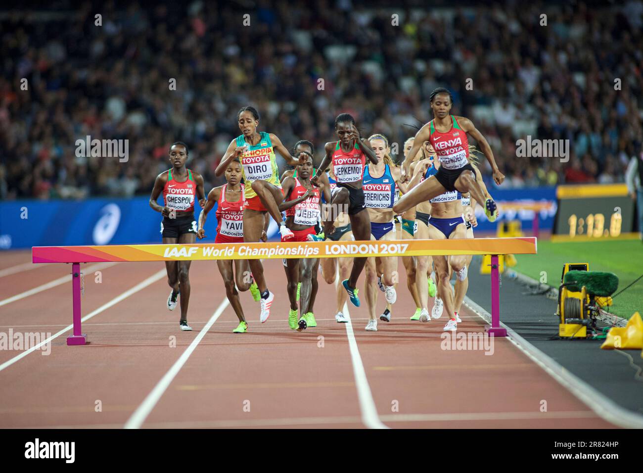 The final 3000 Meters Steeplechase at the World Athletics Championships London 2017 Stock Photo