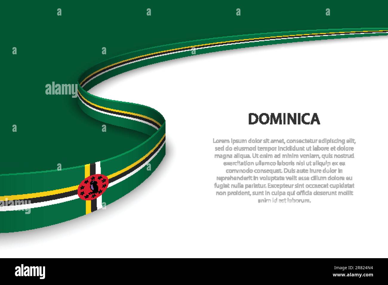 Wave flag of Dominica with copyspace background. Banner or ribbon ...