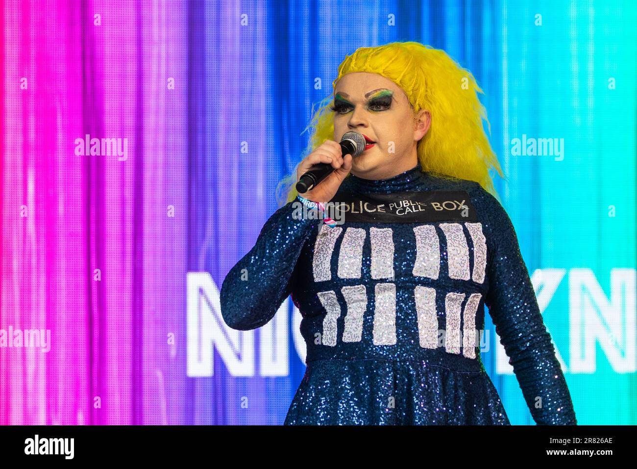 Nicki Knockers Pride Cymru Stage and grounds 2023 Cardiff Stock Photo -  Alamy