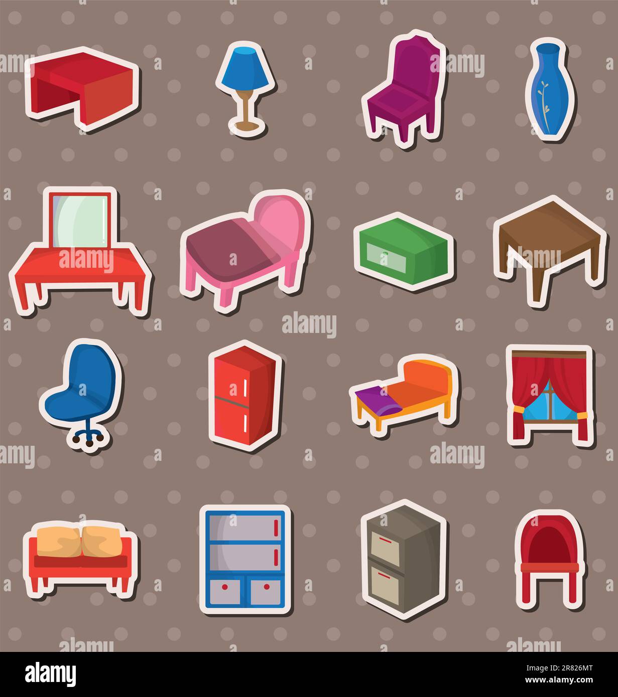 cartoon Furniture stickers Stock Vector Image & Art Alamy