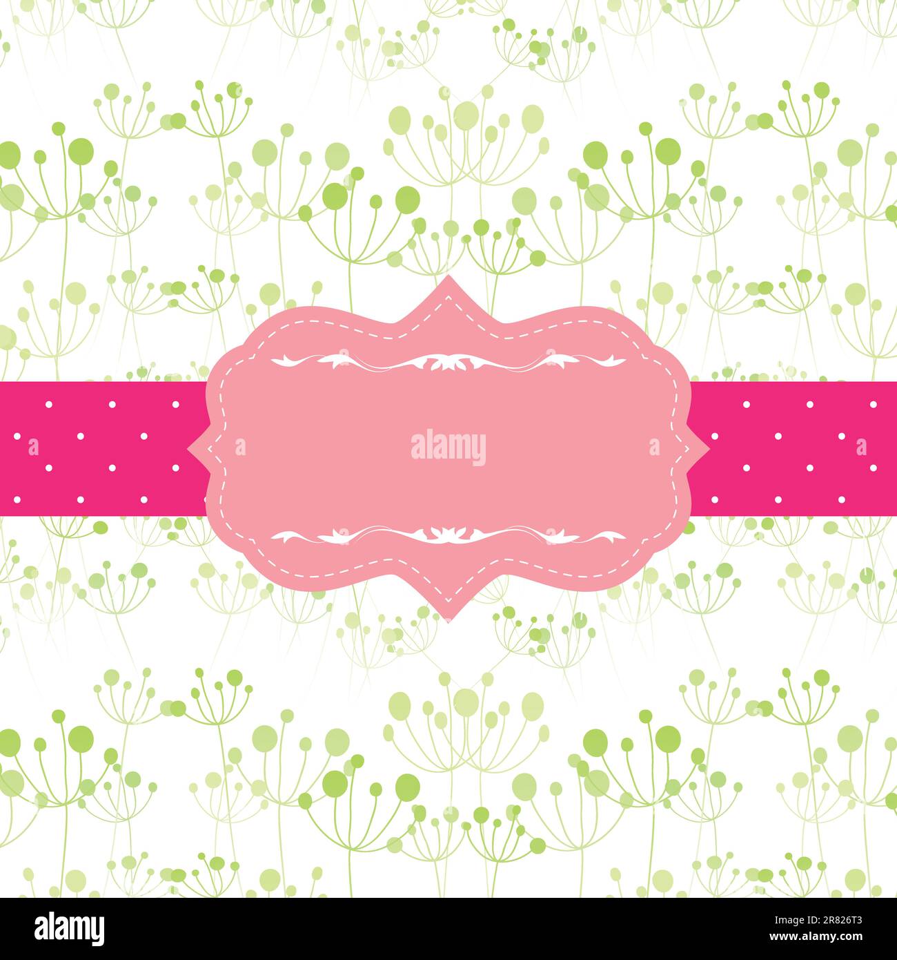 Abstract seamless pattern background with pink ornate frame Stock Vector